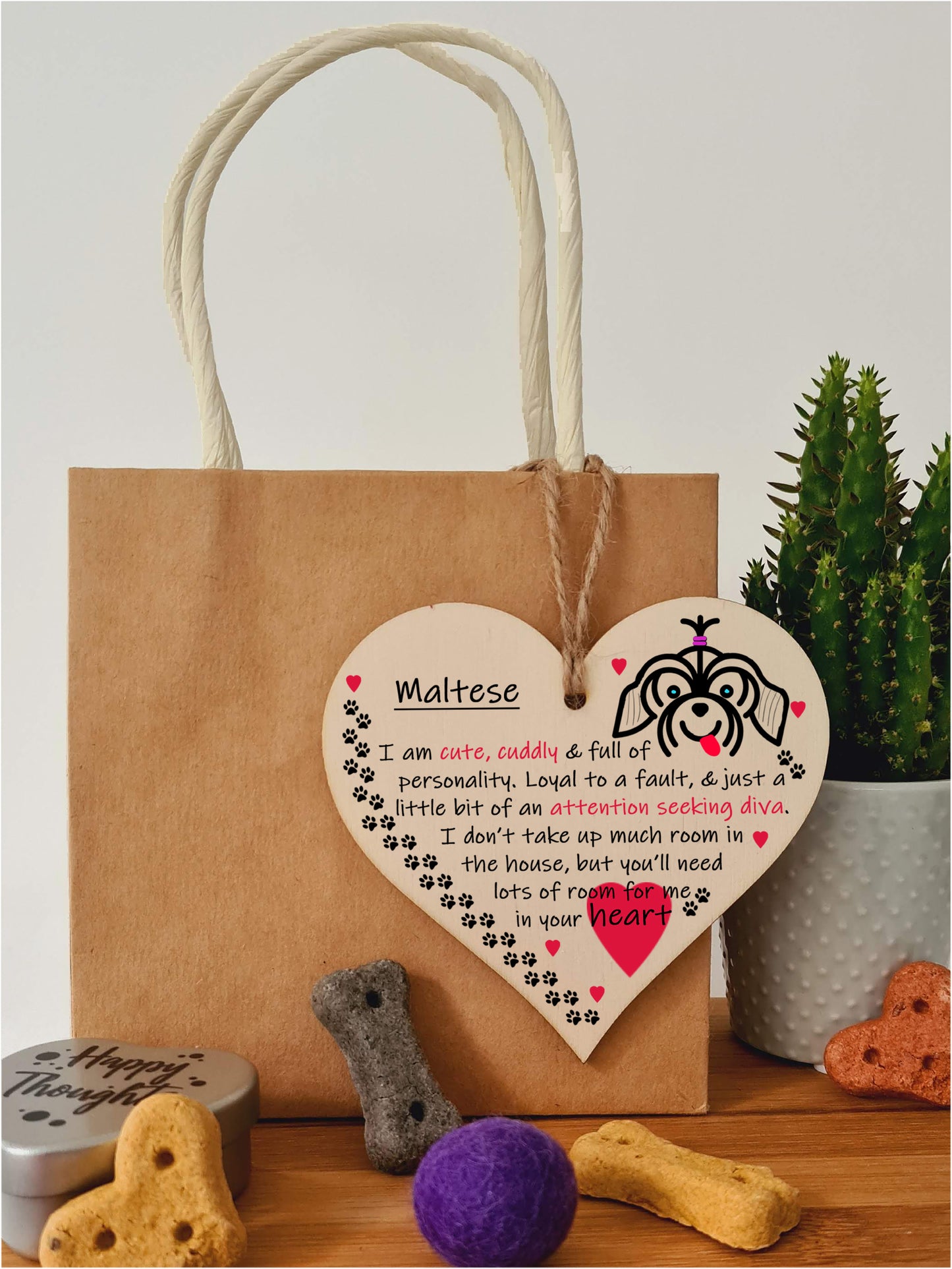 Handmade Wooden Hanging Heart Plaque Gift Perfect for Dog Lovers Pet Keepsake Novelty Decoration