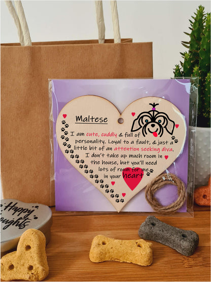 Handmade Wooden Hanging Heart Plaque Gift Perfect for Dog Lovers Pet Keepsake Novelty Decoration