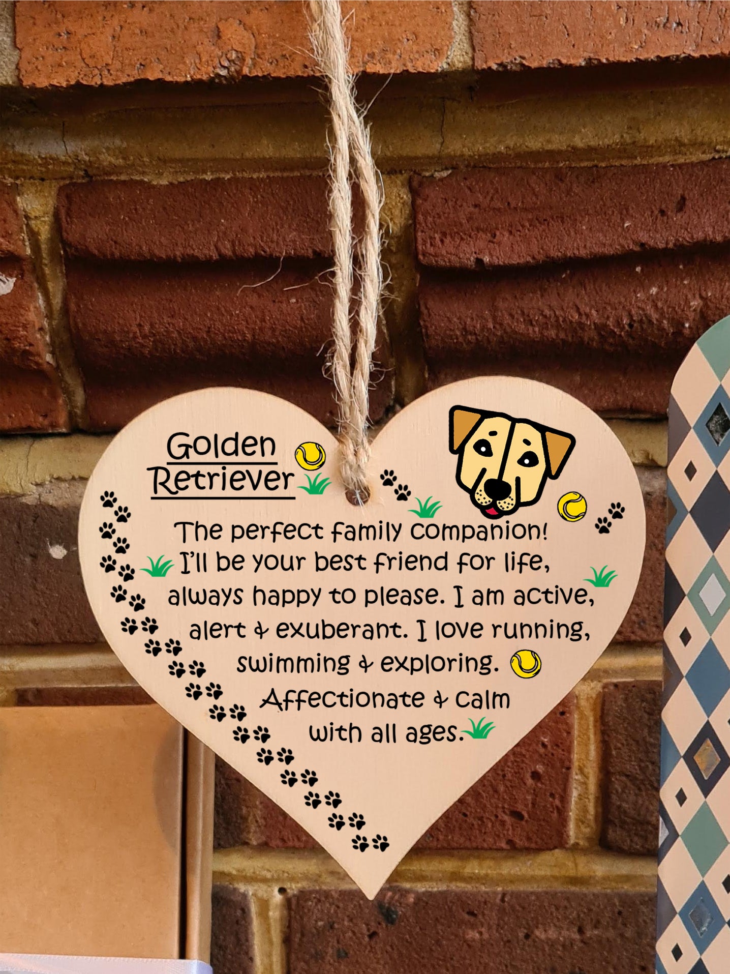 Handmade Wooden Hanging Heart Plaque Gift Perfect for Dog Lovers Pet Keepsake Novelty Decoration