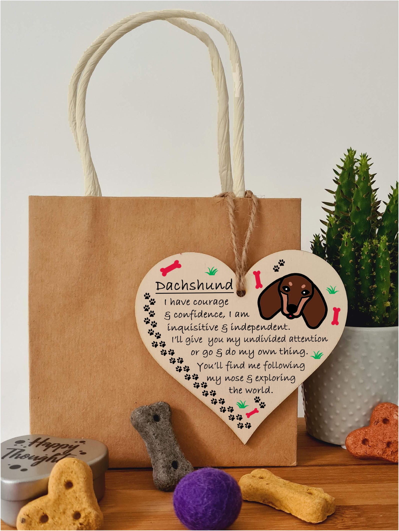 Handmade Wooden Hanging Heart Plaque Gift Perfect for Dog Lovers Pet Keepsake Novelty Decoration