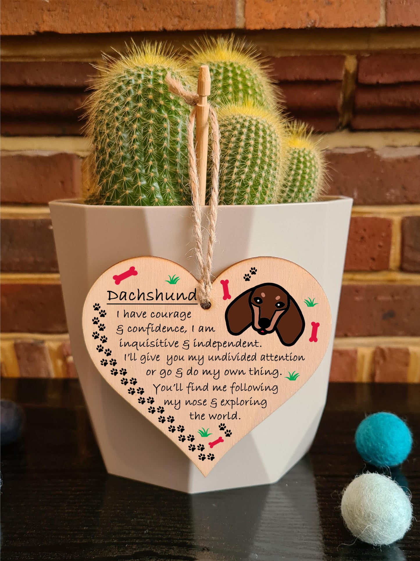Handmade Wooden Hanging Heart Plaque Gift Perfect for Dog Lovers Pet Keepsake Novelty Decoration