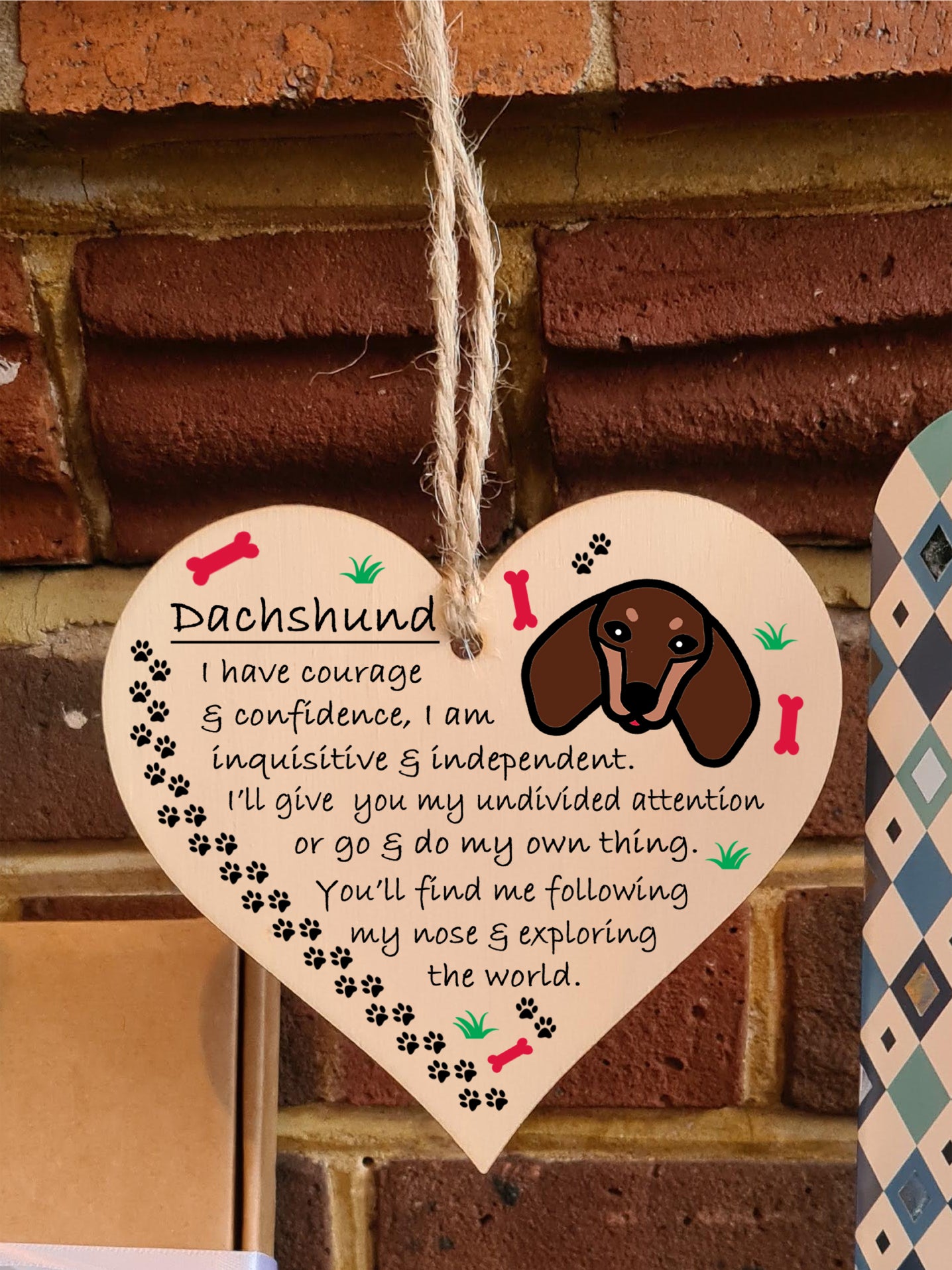 Handmade Wooden Hanging Heart Plaque Gift Perfect for Dog Lovers Pet Keepsake Novelty Decoration
