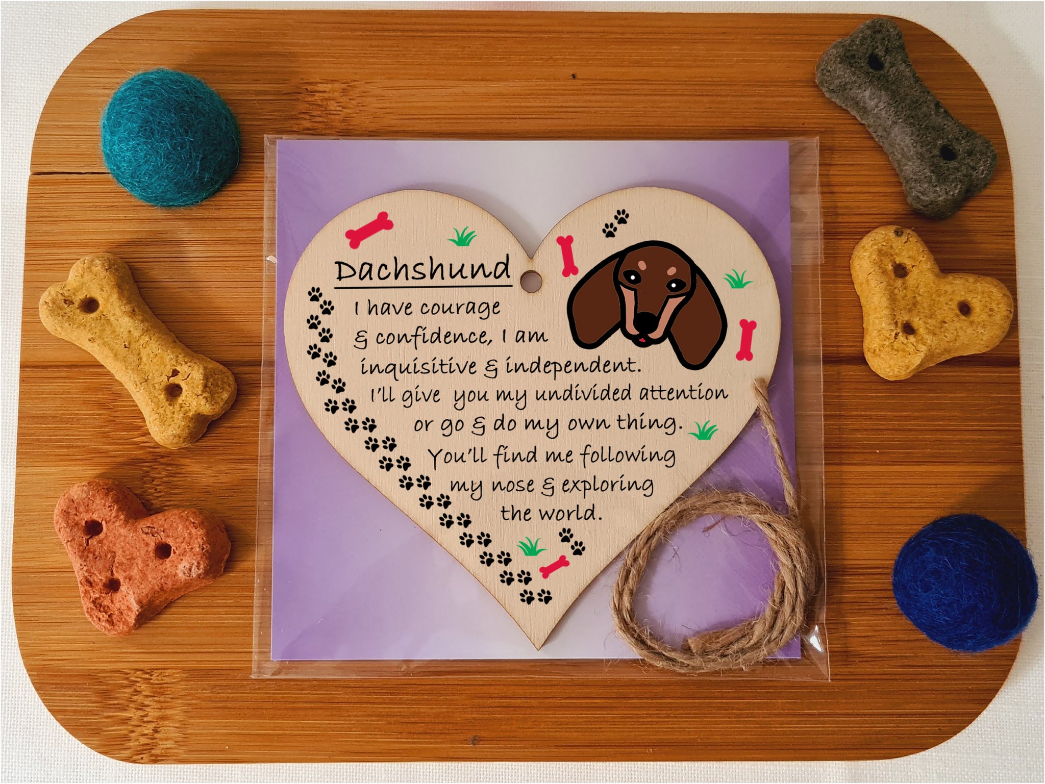 Handmade Wooden Hanging Heart Plaque Gift Perfect for Dog Lovers Pet Keepsake Novelty Decoration