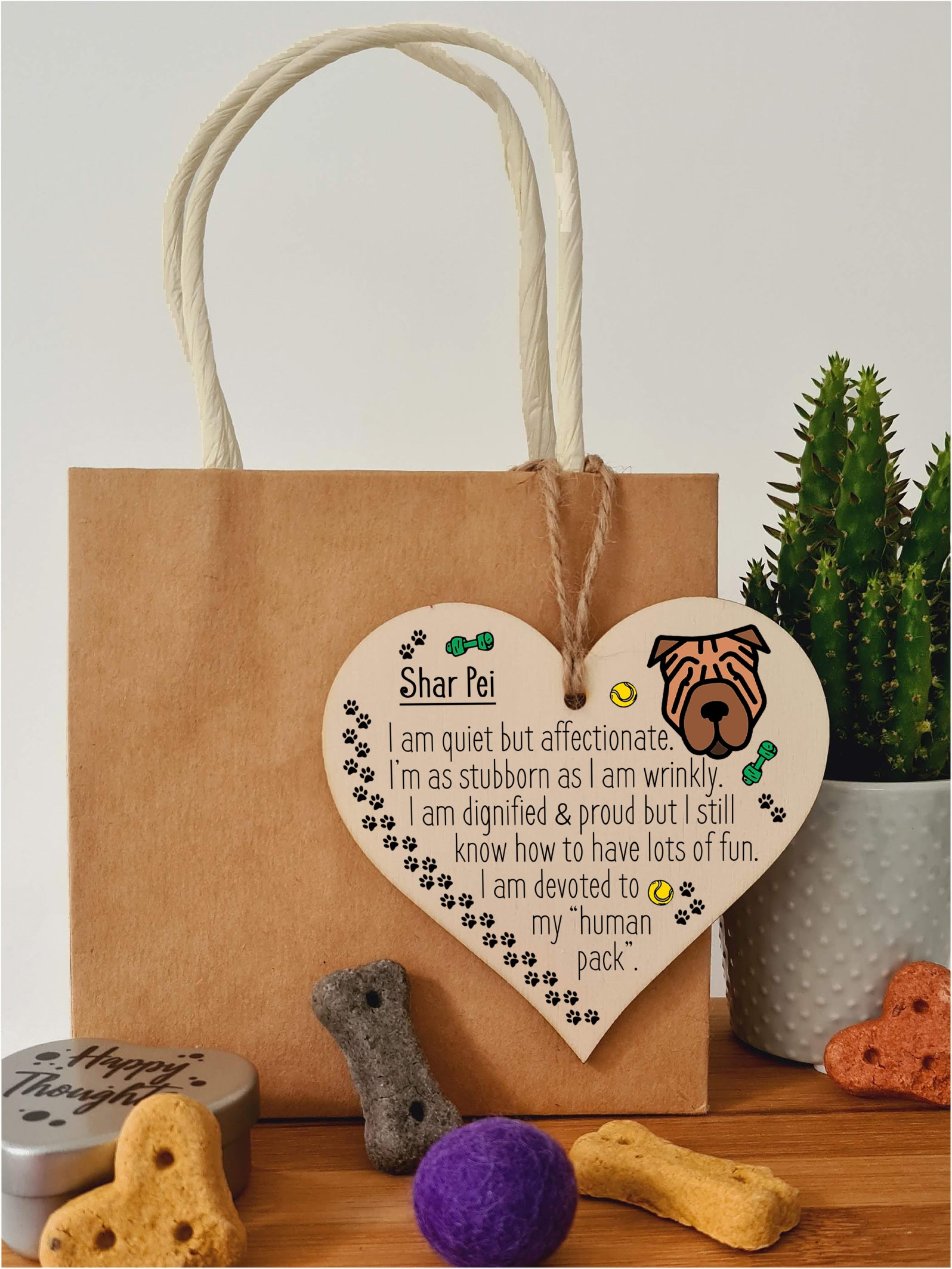 Handmade Wooden Hanging Heart Plaque Gift Perfect for Dog Lovers Pet Keepsake Novelty Decoration