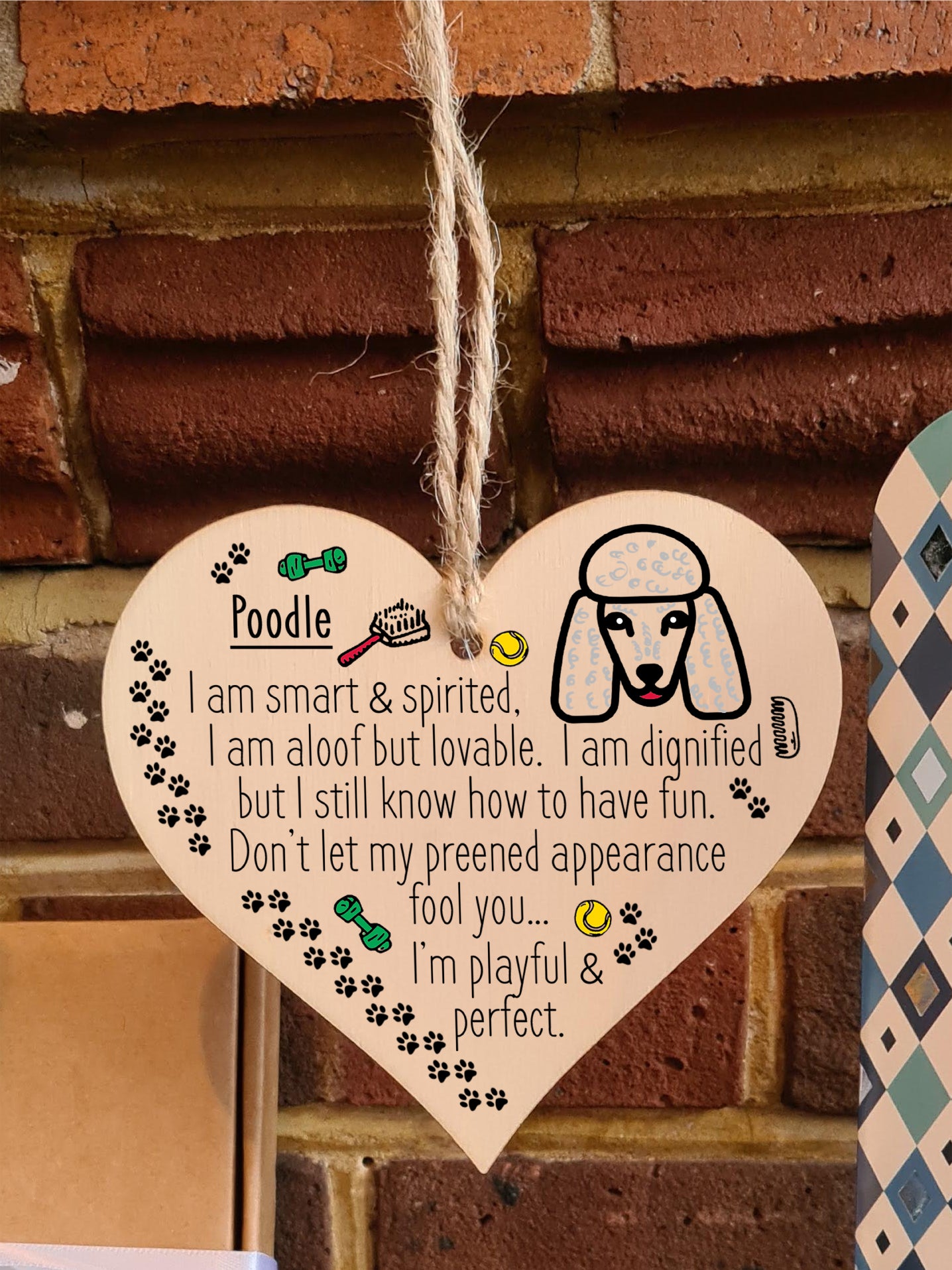 Handmade Wooden Hanging Heart Plaque Gift Perfect for Dog Lovers Pet Keepsake Novelty Decoration