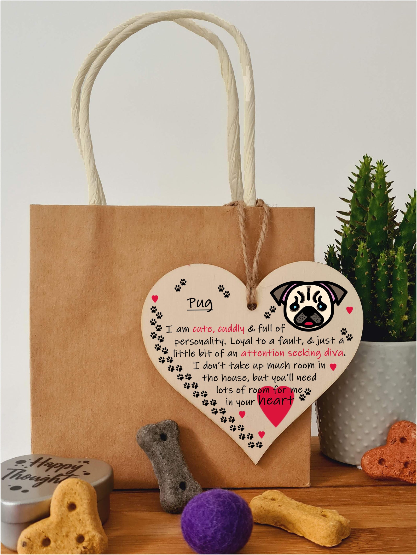 Handmade Wooden Hanging Heart Plaque Gift Perfect for Dog Lovers Pet Keepsake Novelty Decoration