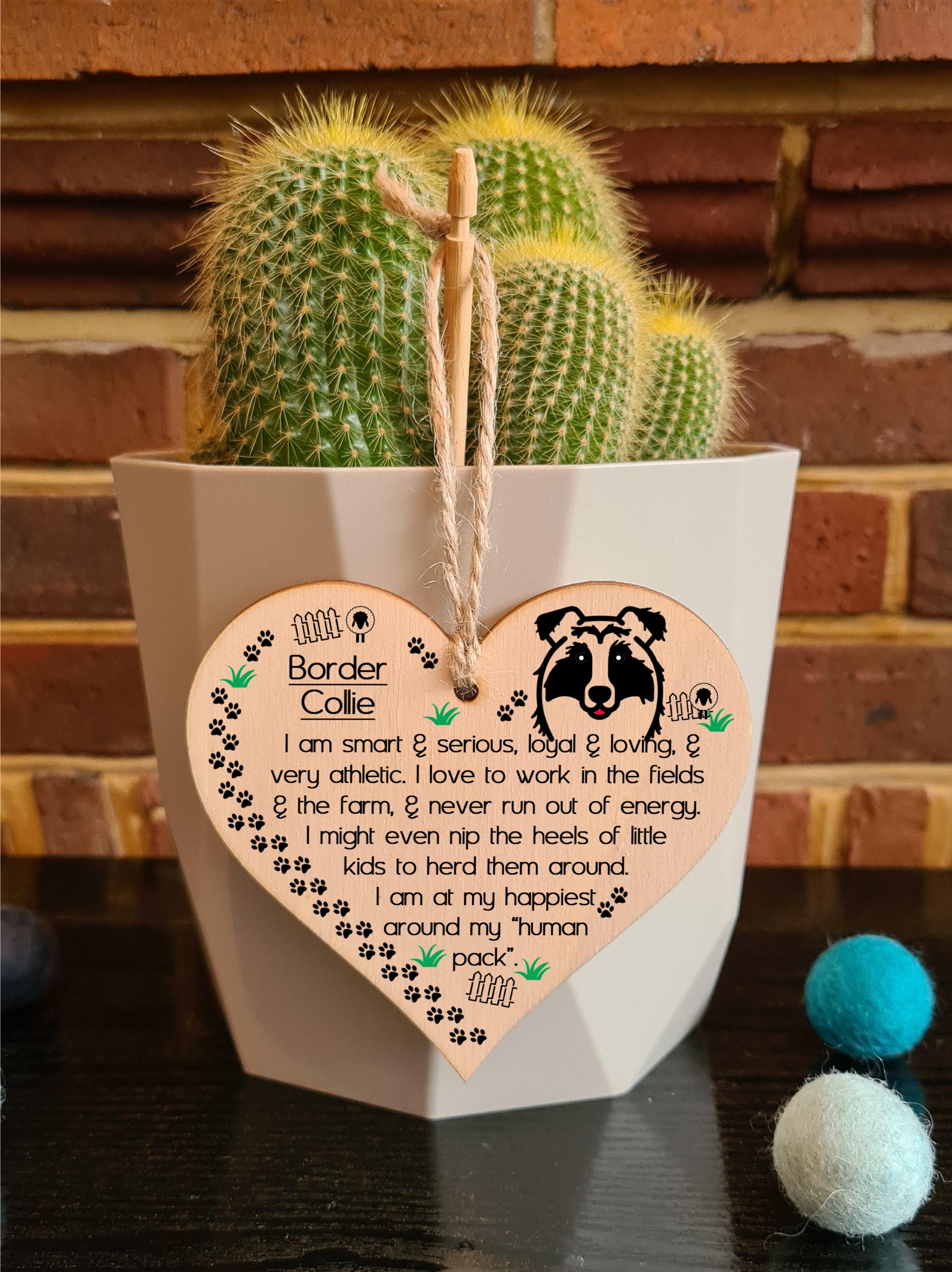 Handmade Wooden Hanging Heart Plaque Gift Perfect for Dog Lovers Pet Keepsake Novelty Decoration