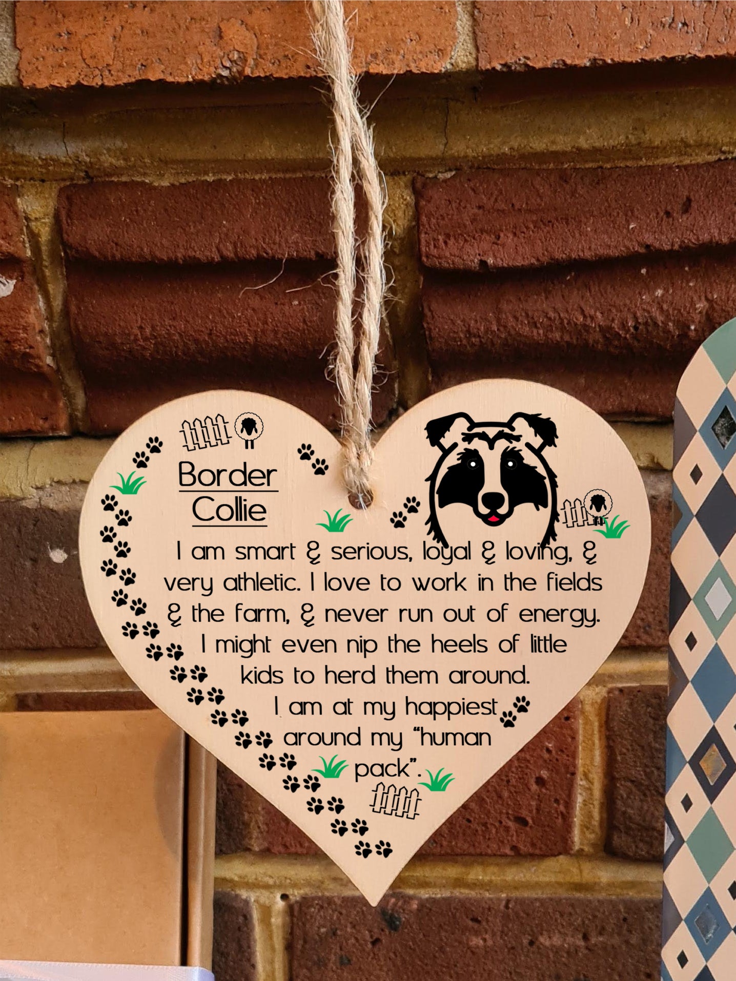 Handmade Wooden Hanging Heart Plaque Gift Perfect for Dog Lovers Pet Keepsake Novelty Decoration