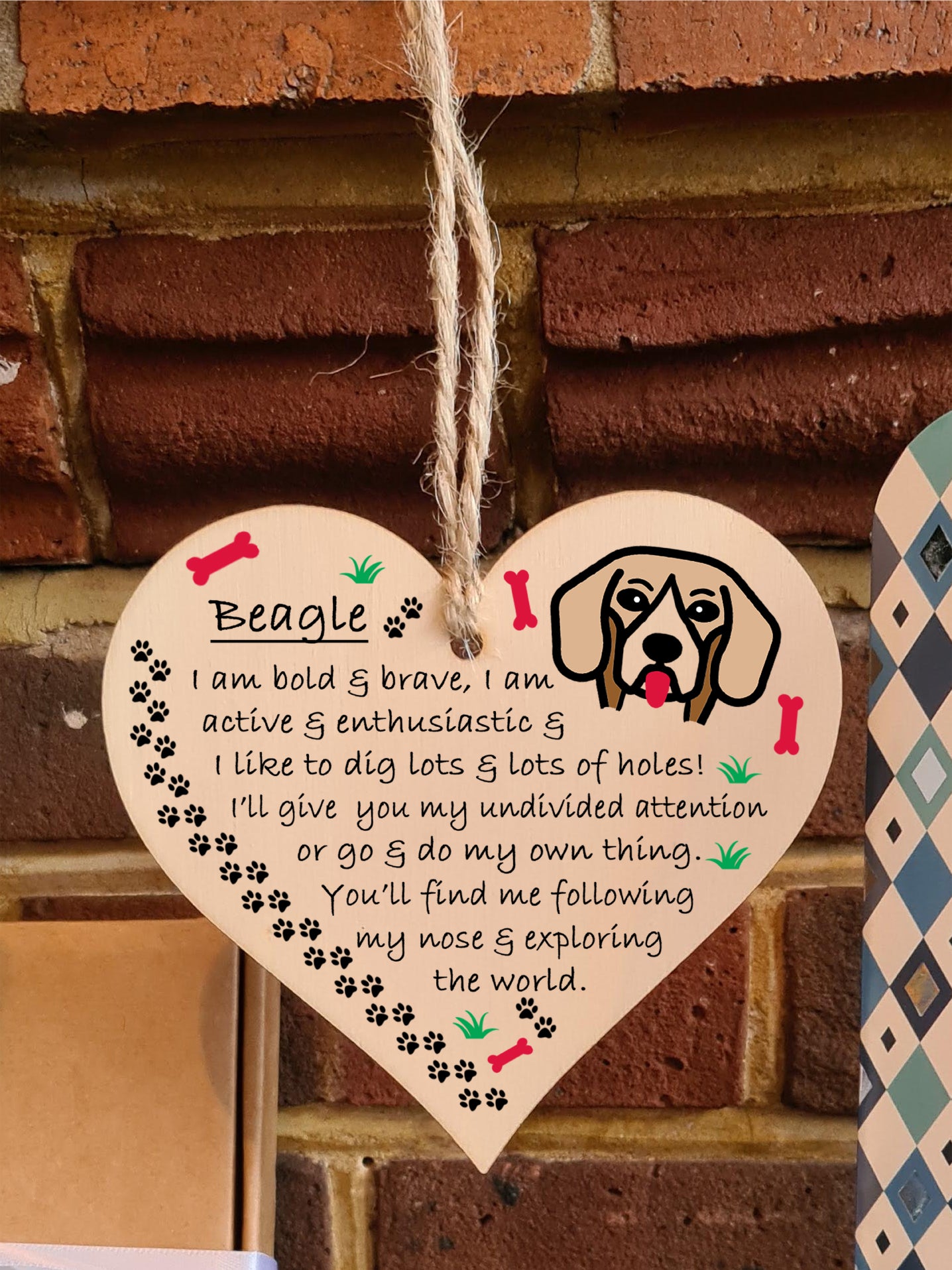 Handmade Wooden Hanging Heart Plaque Gift Perfect for Dog Lovers Pet Keepsake Novelty Decoration