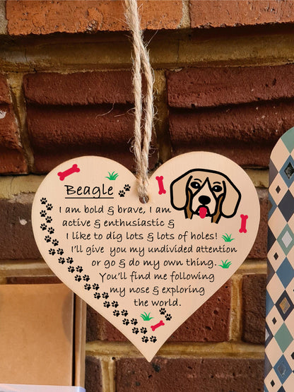 Handmade Wooden Hanging Heart Plaque Gift Perfect for Dog Lovers Pet Keepsake Novelty Decoration