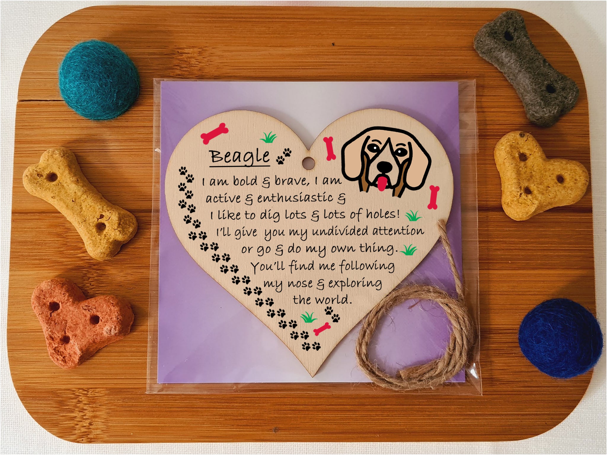 Handmade Wooden Hanging Heart Plaque Gift Perfect for Dog Lovers Pet Keepsake Novelty Decoration