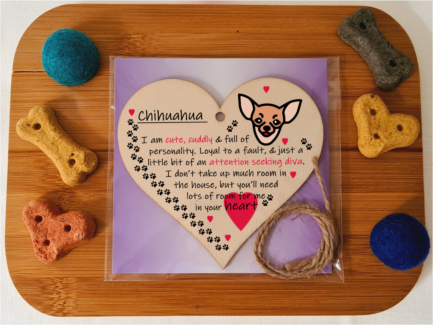 Handmade Wooden Hanging Heart Plaque Gift Perfect for Dog Lovers Pet Keepsake Novelty Decoration