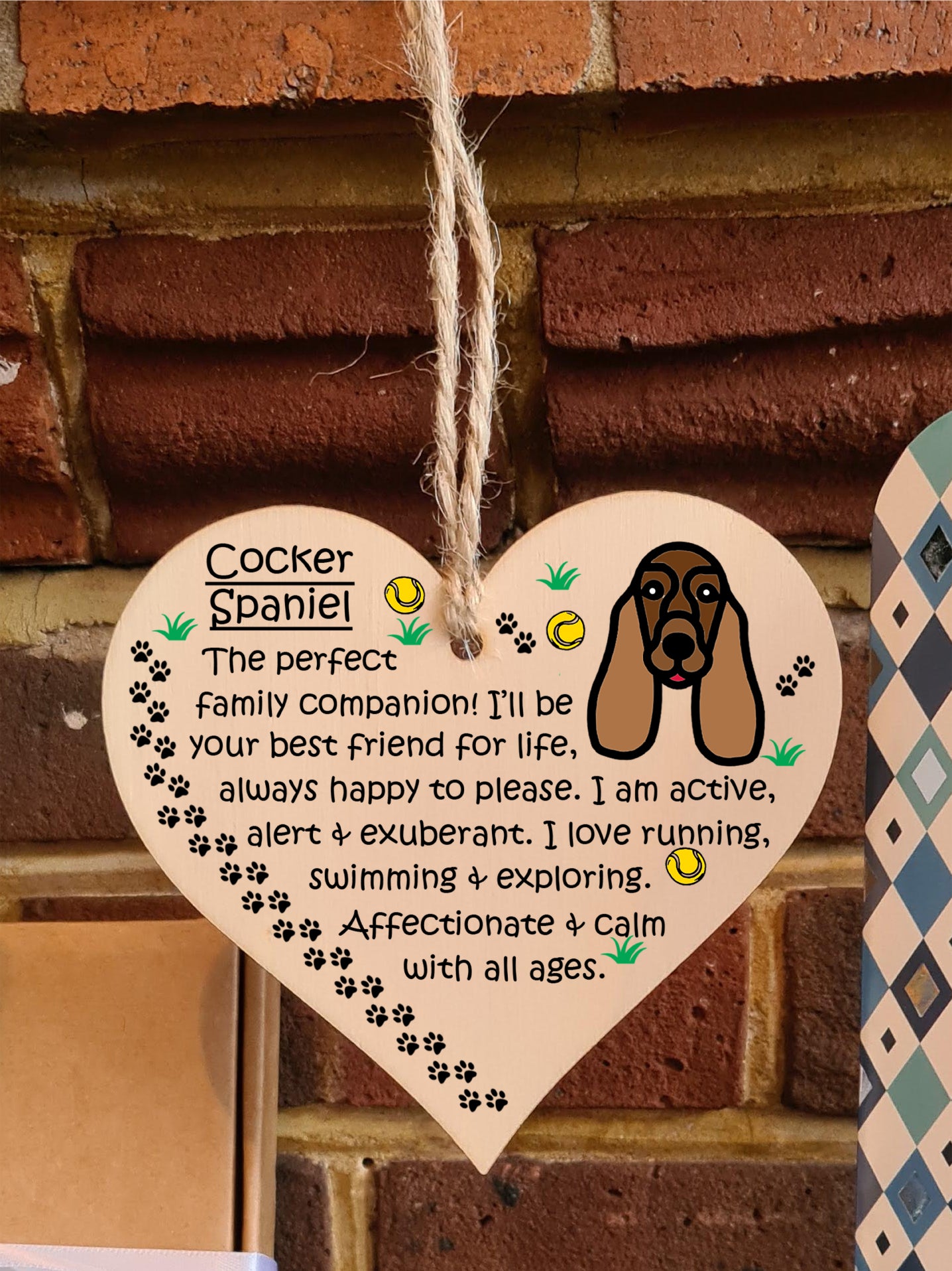 Handmade Wooden Hanging Heart Plaque Gift Perfect for Dog Lovers Pet Keepsake Novelty Decoration