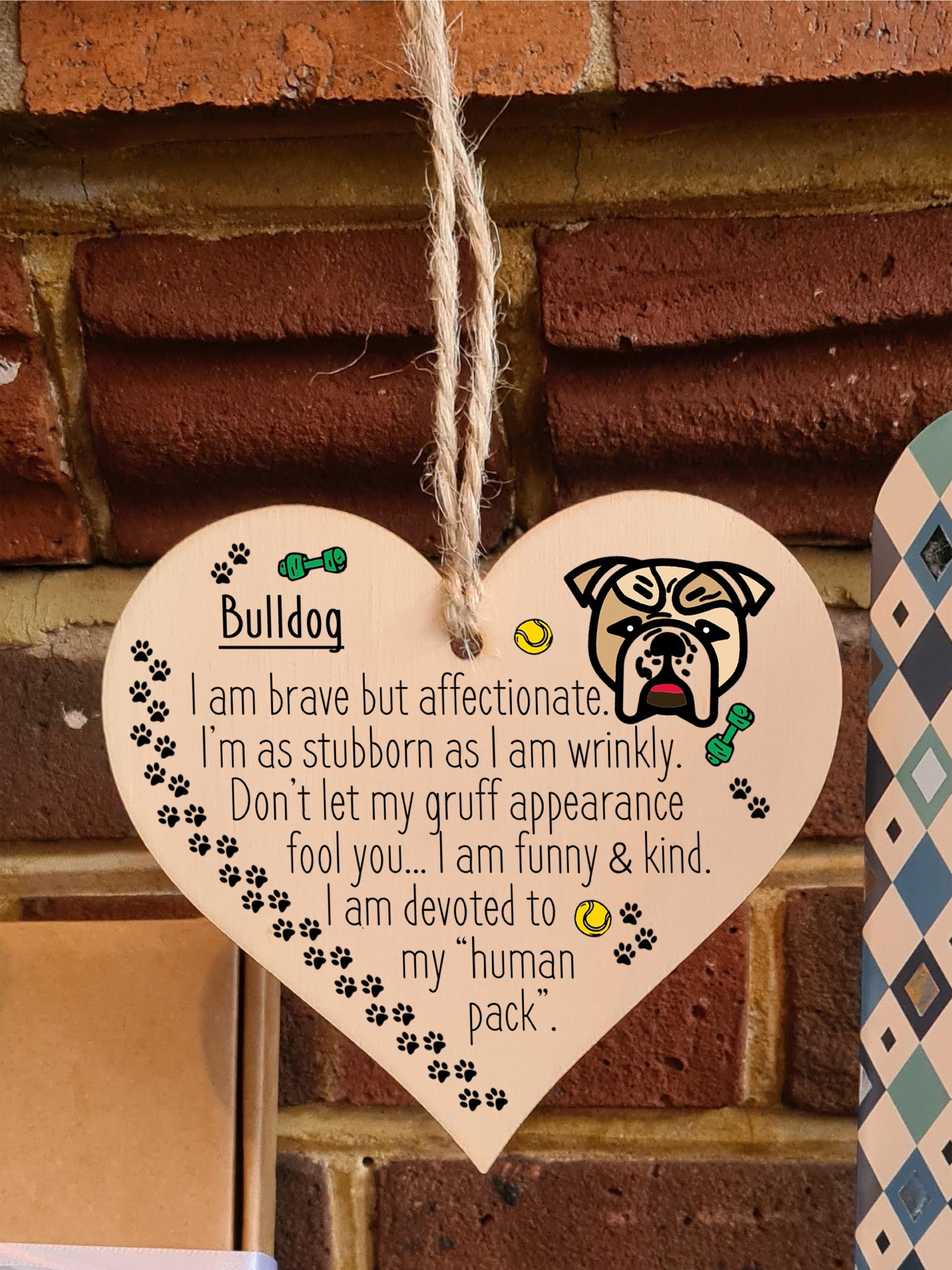 Handmade Wooden Hanging Heart Plaque Gift Perfect for Dog Lovers Pet Keepsake Novelty Decoration