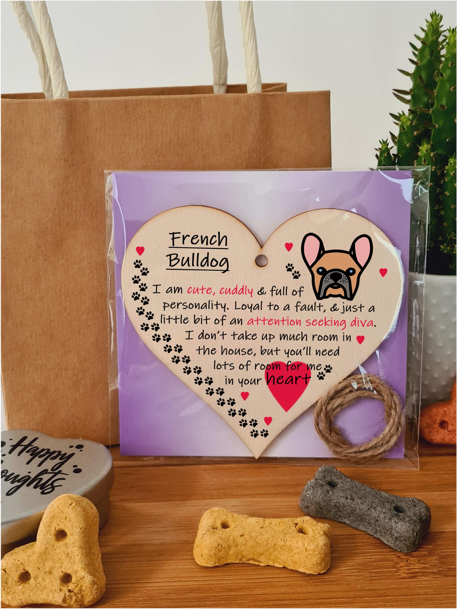 Handmade Wooden Hanging Heart Plaque Gift Perfect for Dog Lovers Pet Keepsake Novelty Decoration