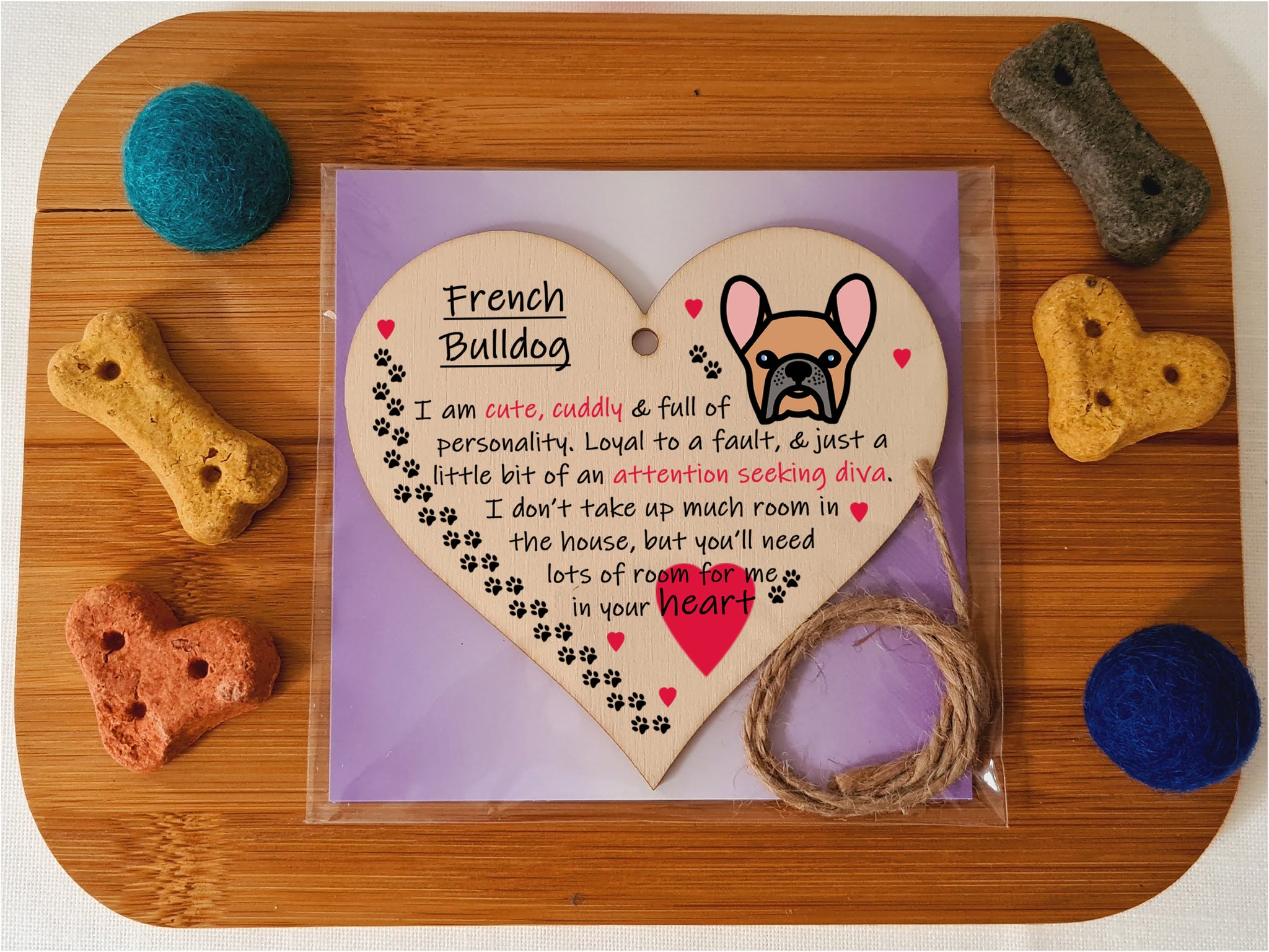 Handmade Wooden Hanging Heart Plaque Gift Perfect for Dog Lovers Pet Keepsake Novelty Decoration