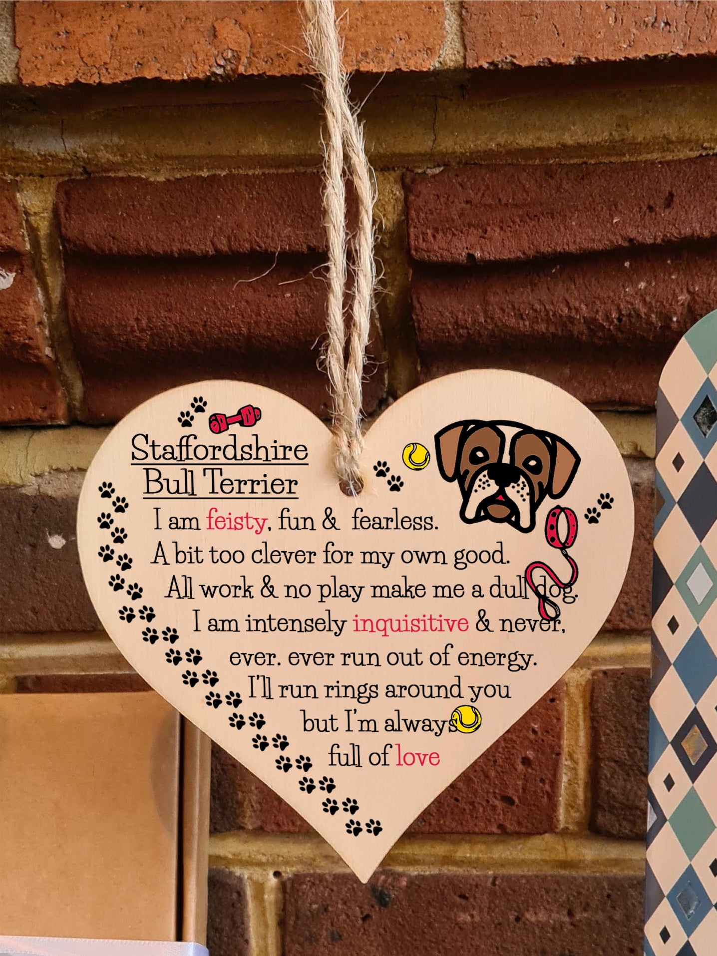 Handmade Wooden Hanging Heart Plaque Gift Perfect for Dog Lovers Pet Keepsake Novelty Decoration