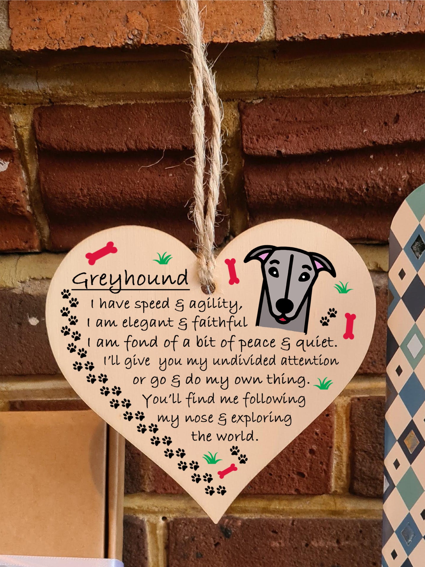 Handmade Wooden Hanging Heart Plaque Gift Perfect for Dog Lovers Pet Keepsake Novelty Decoration