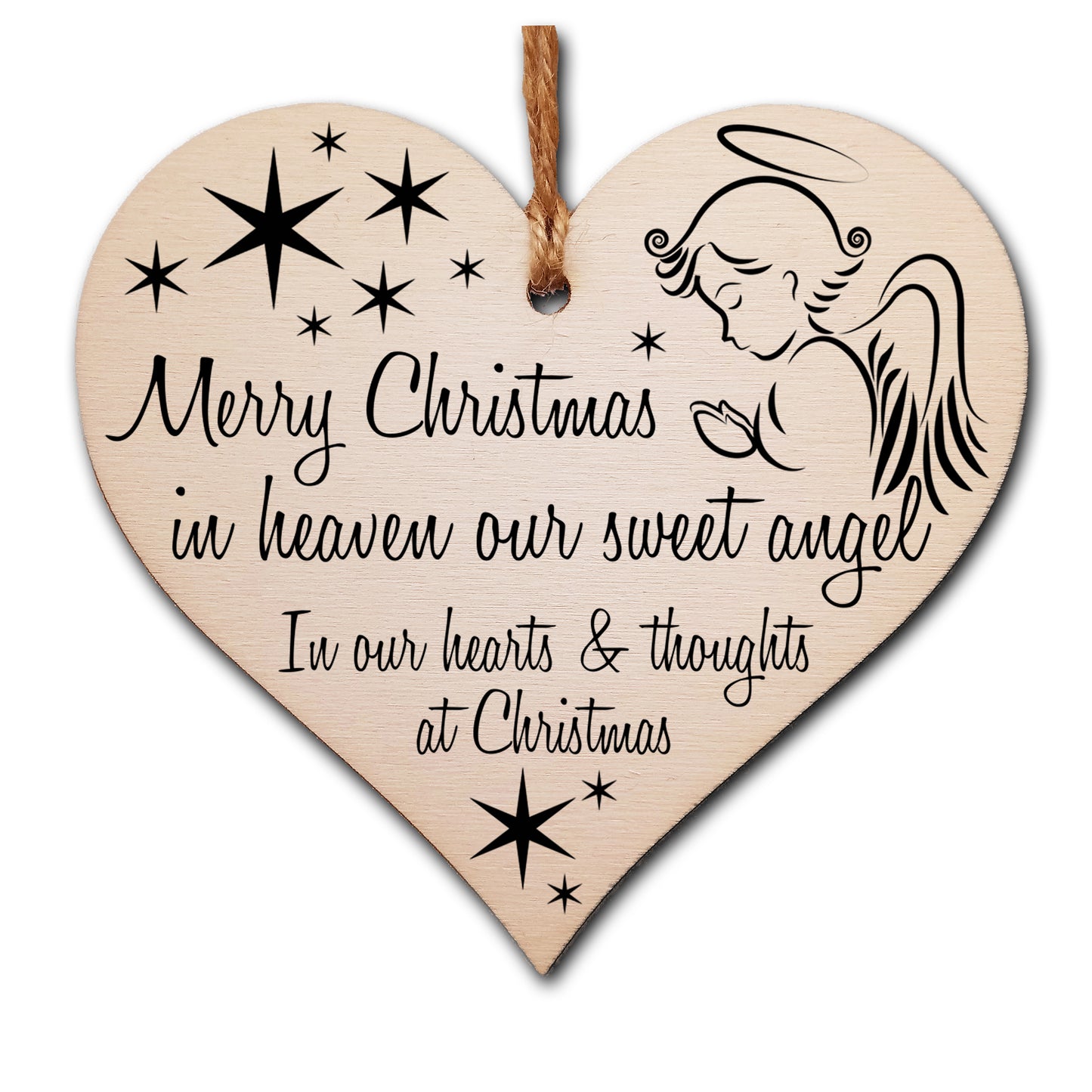 Handmade Christmas Hanging Wooden Heart Plaque Decoration Gift to Remember Lost Loved Ones festive bauble