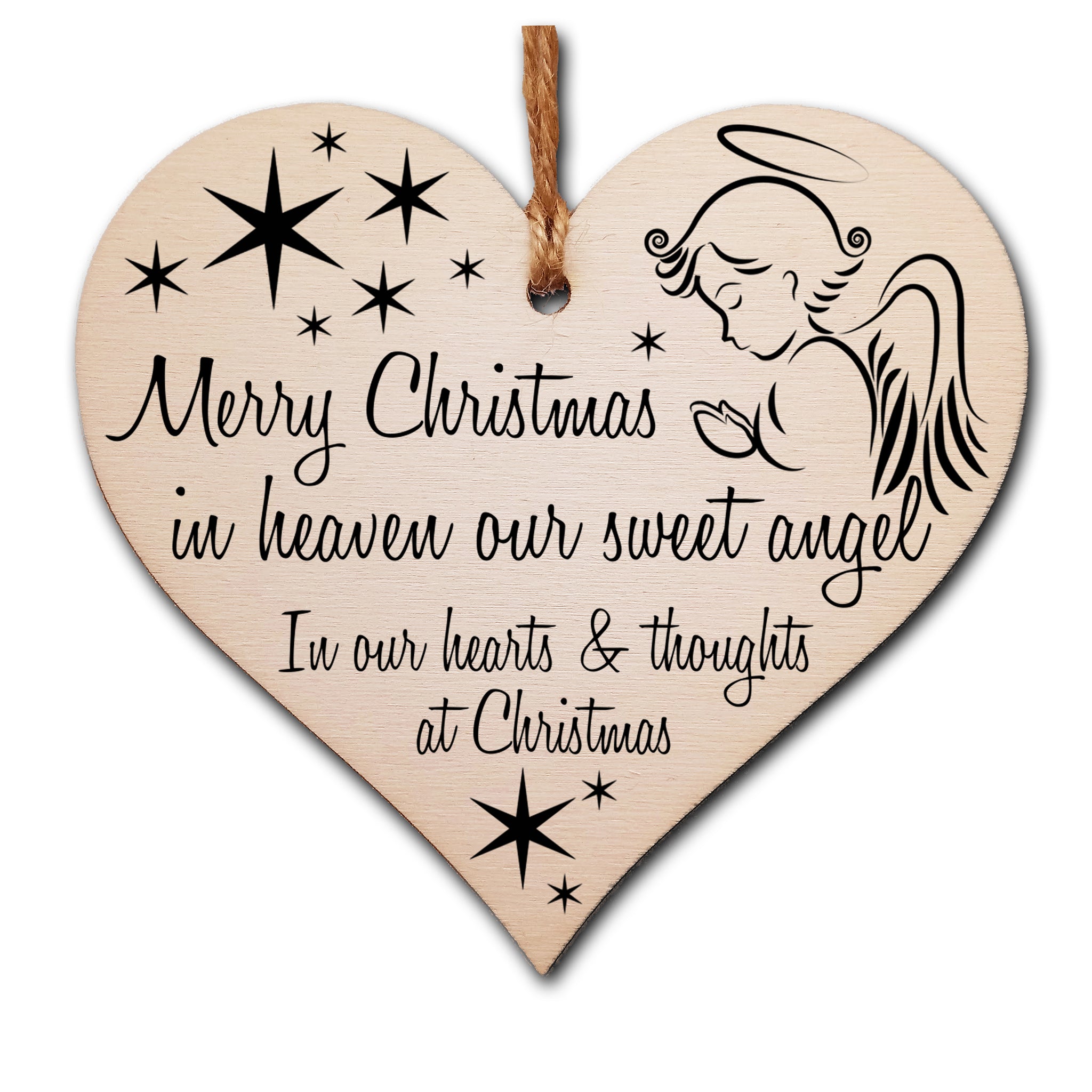 Handmade Christmas Hanging Wooden Heart Plaque Decoration Gift to Remember Lost Loved Ones festive bauble