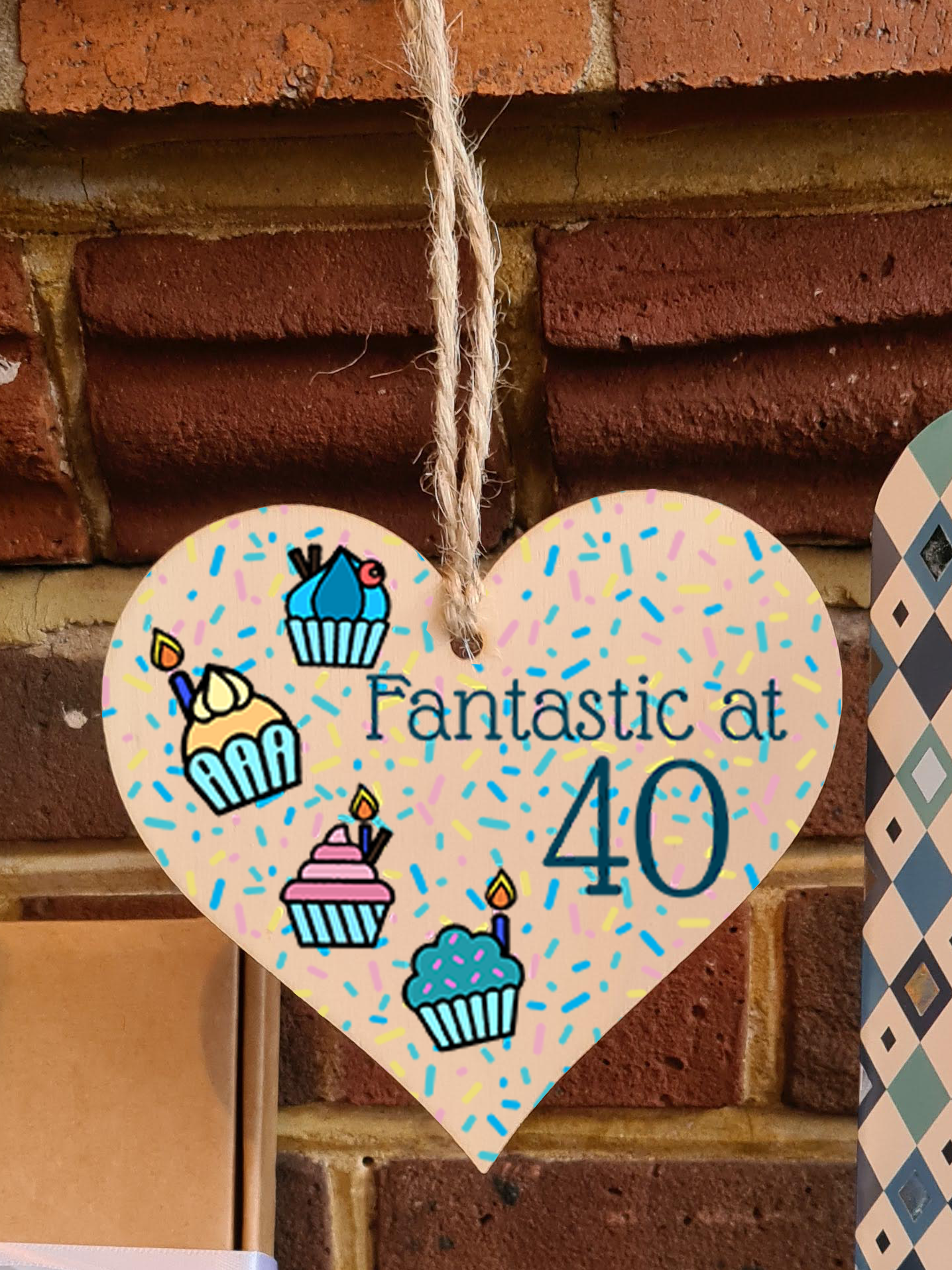 Handmade Wooden Hanging Heart Plaque Gift Fantastic At Forty Birthday Card Alternative Wall Hanger Bottle Decoration Life Begins