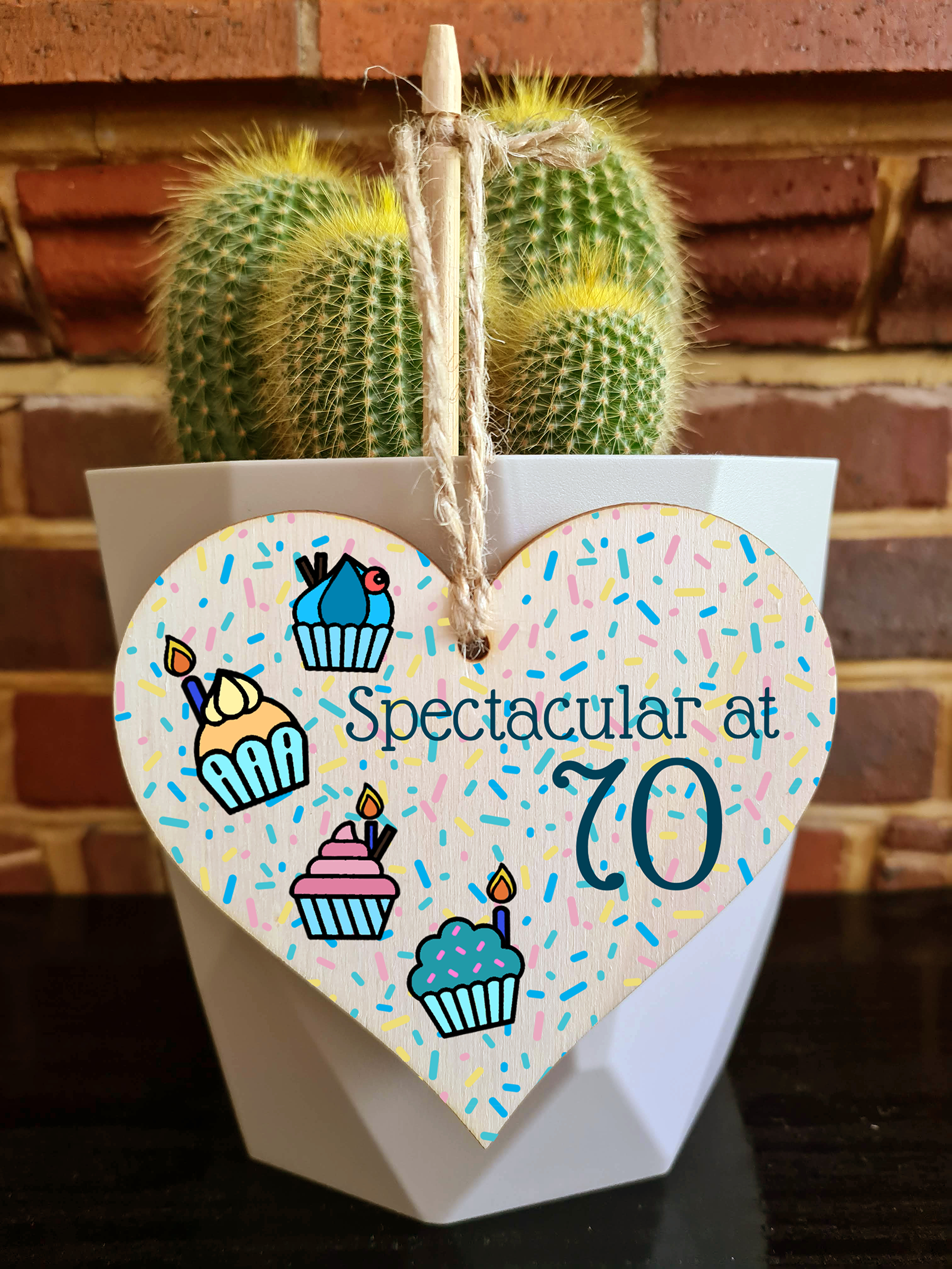 Handmade Wooden Hanging Heart Plaque Gift Spectacular at Seventy Birthday Card Alternative Wall Hanger Bottle Decoration Retirement