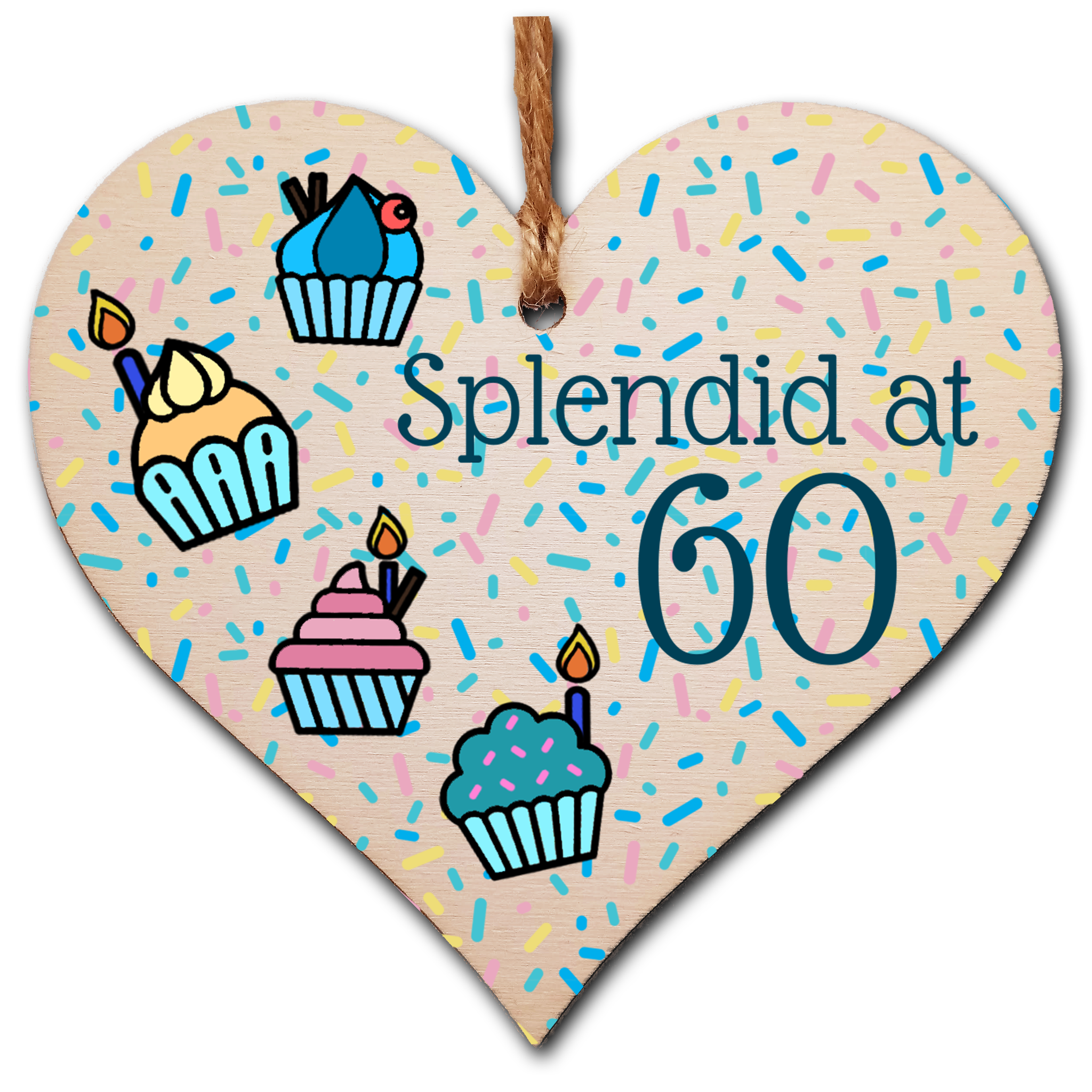 Handmade Wooden Hanging Heart Plaque Gift Spendid at Sixty Birthday Card Alternative Wall Hanger Bottle Decoration Life Begins