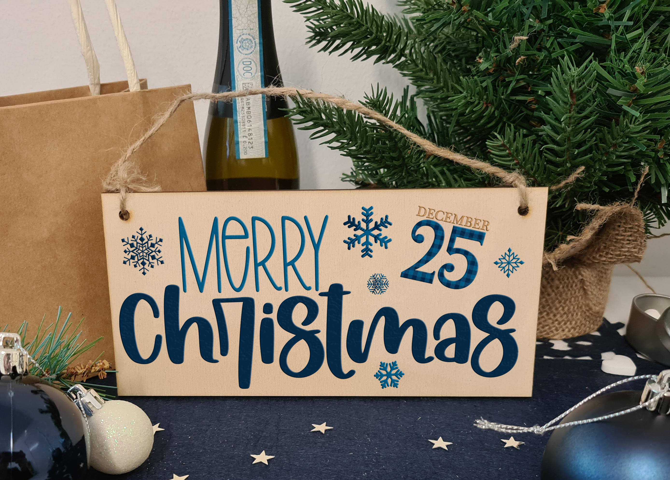 Merry Christmas Decorative Xmas Sign Modern Saying Handmade Wooden Hanging Wall Plaque Gift Decoration Home