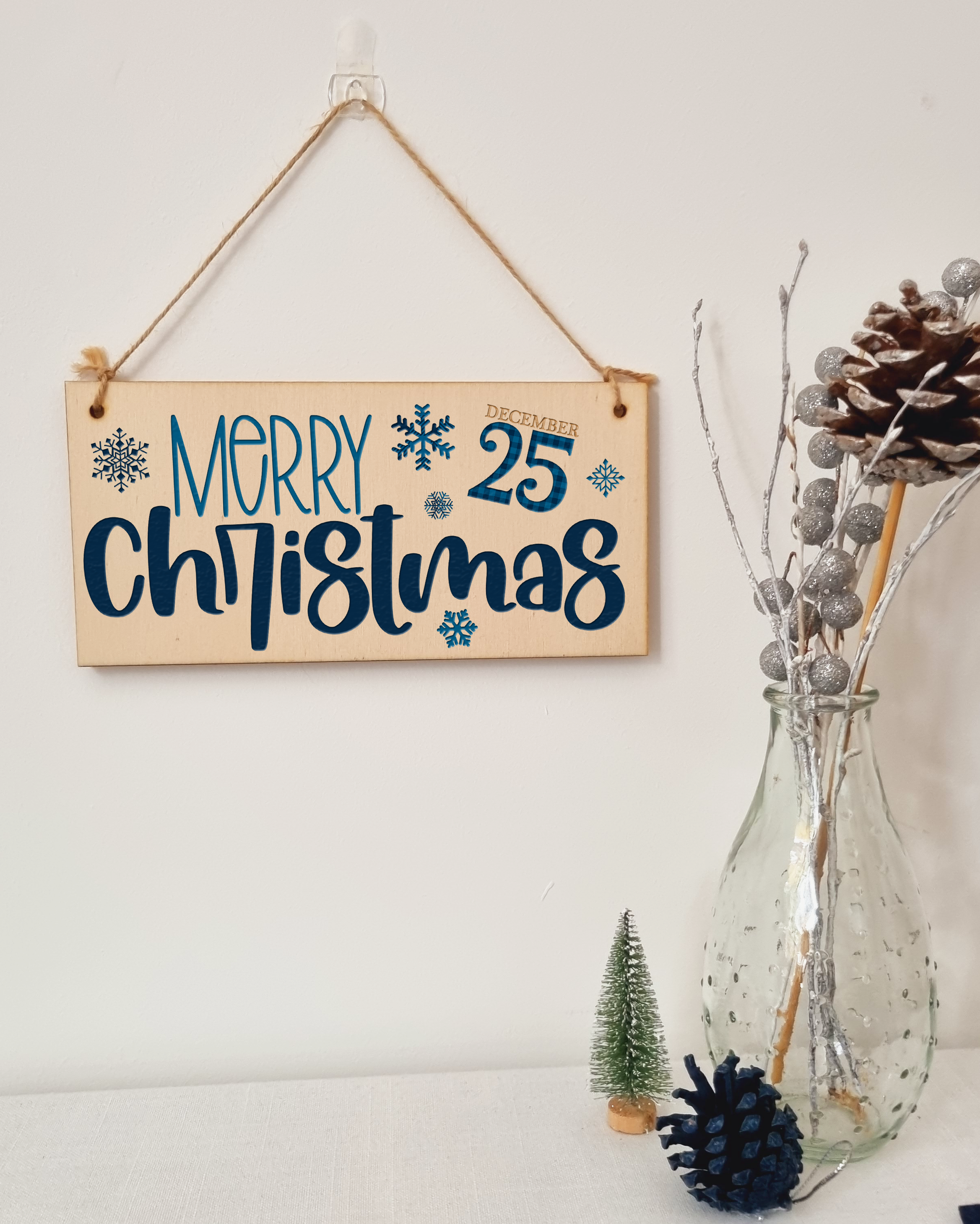 Merry Christmas Decorative Xmas Sign Modern Saying Handmade Wooden Hanging Wall Plaque Gift Decoration Home