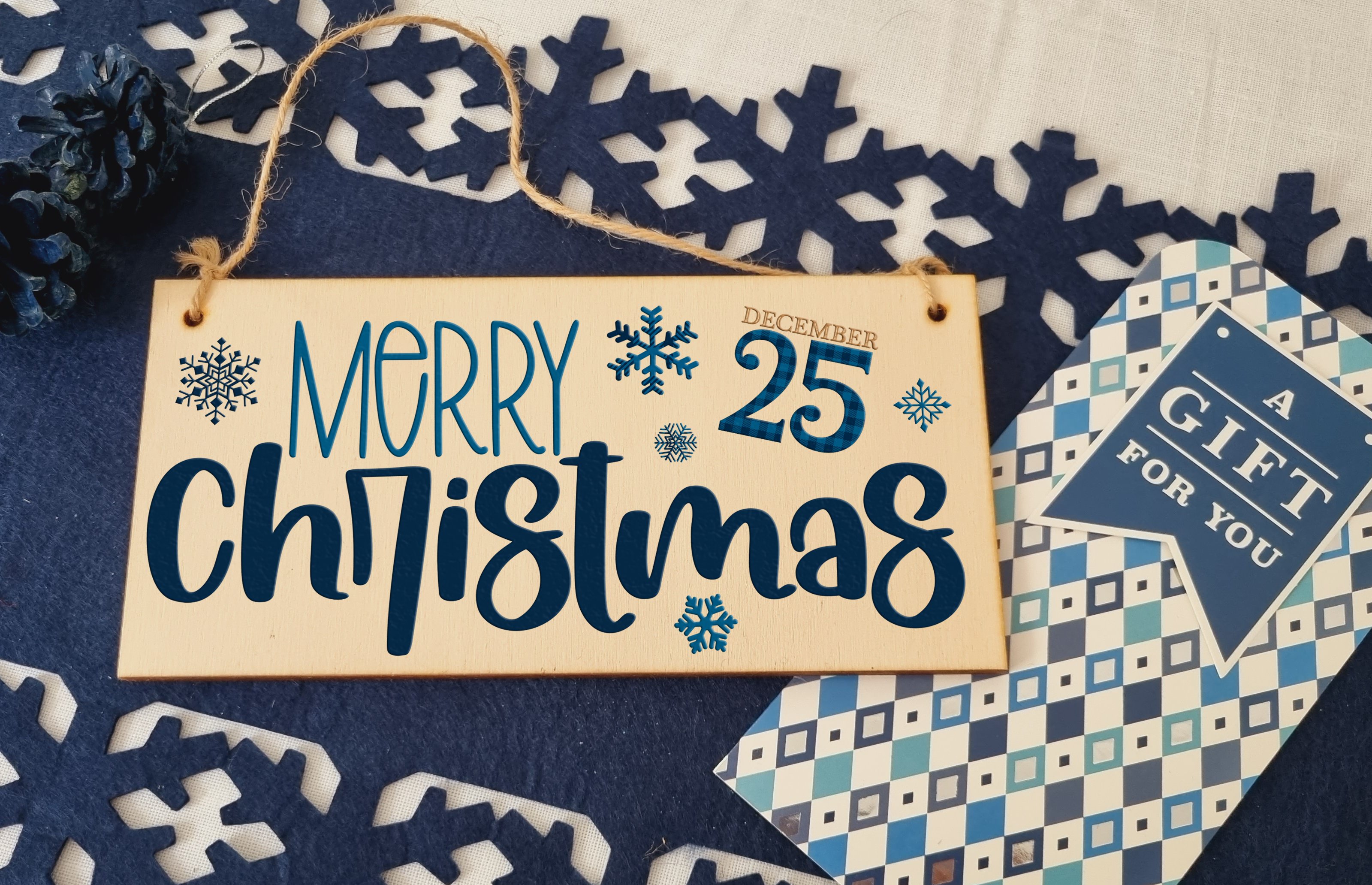 Merry Christmas Decorative Xmas Sign Modern Saying Handmade Wooden Hanging Wall Plaque Gift Decoration Home