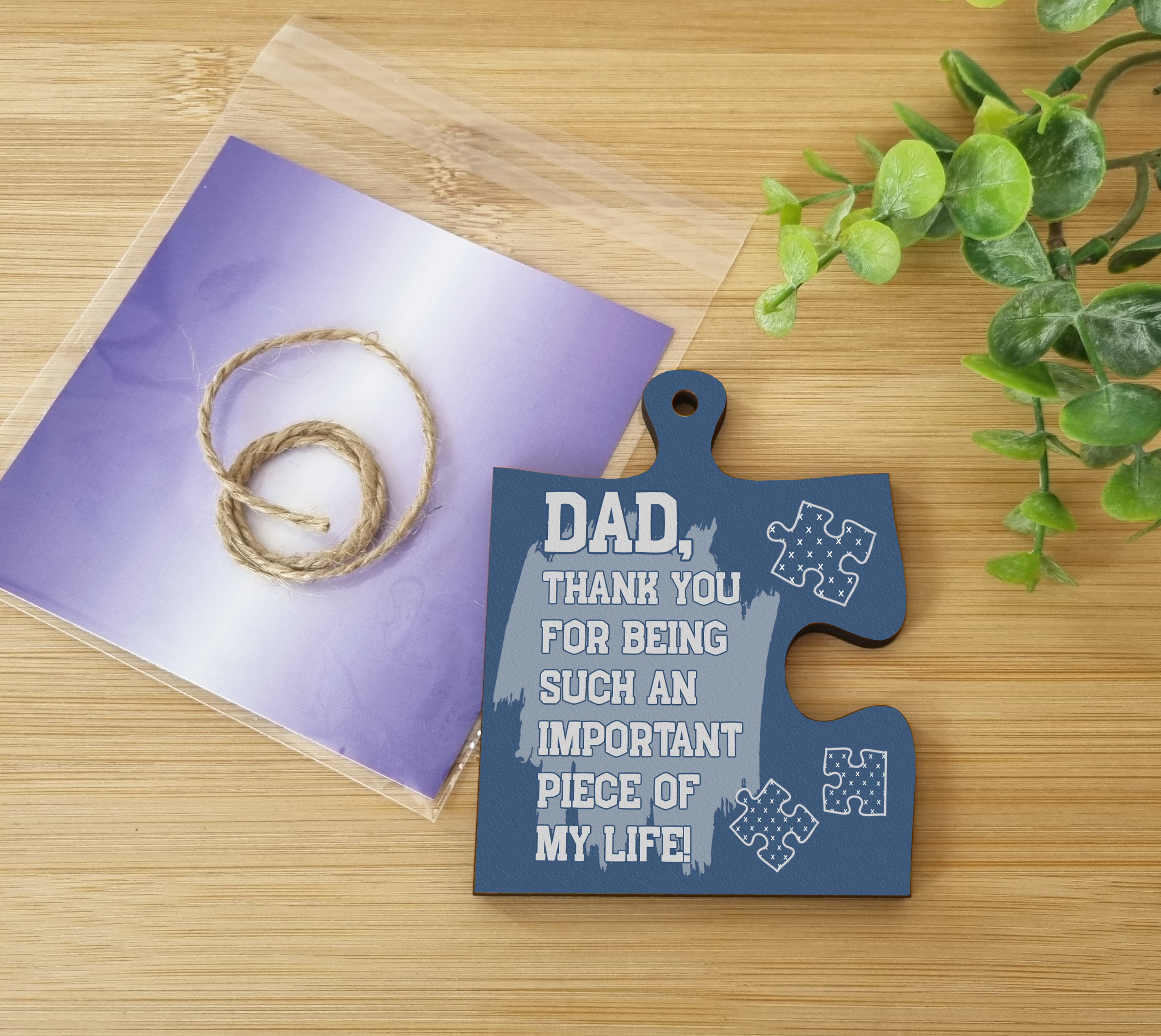 Dad Gift Thank You Important Piece of my Life Jigsaw Puzzle Shaped Decorative Hanging Plaque Sign Father's Day Present