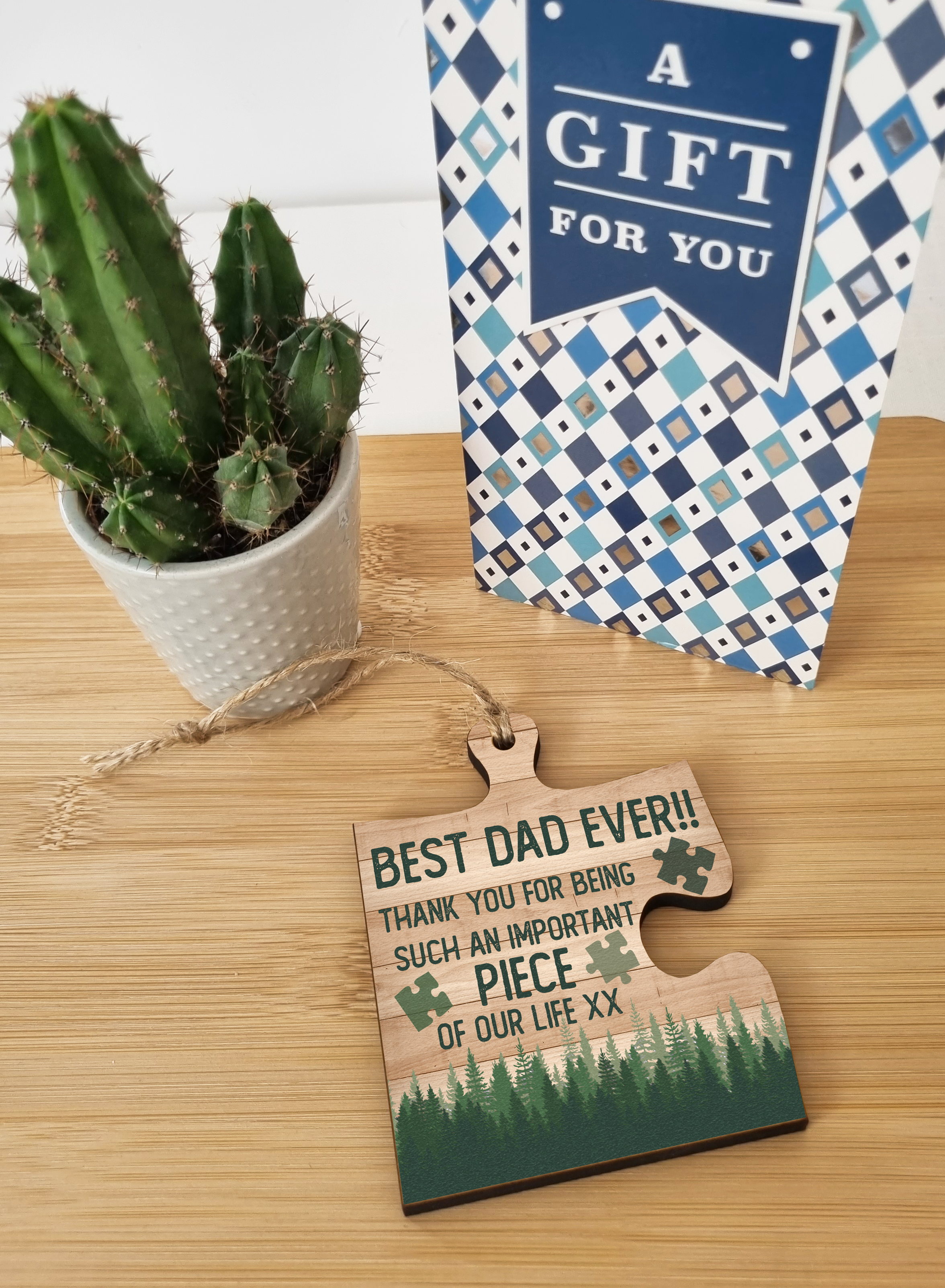 Best Dad Ever Gift Thank You Important Piece of my Life Jigsaw Puzzle Shaped Decorative Hanging Plaque Sign Father's Day Present