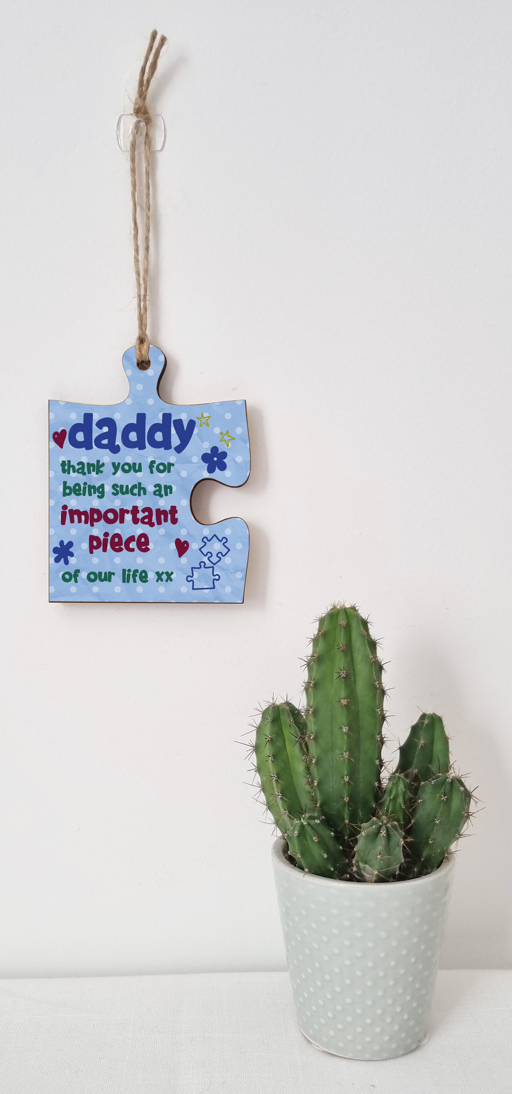 Daddy Gift Thank You Important Piece of my Life Jigsaw Puzzle Shaped Decorative Hanging Plaque Sign Father's Day Present