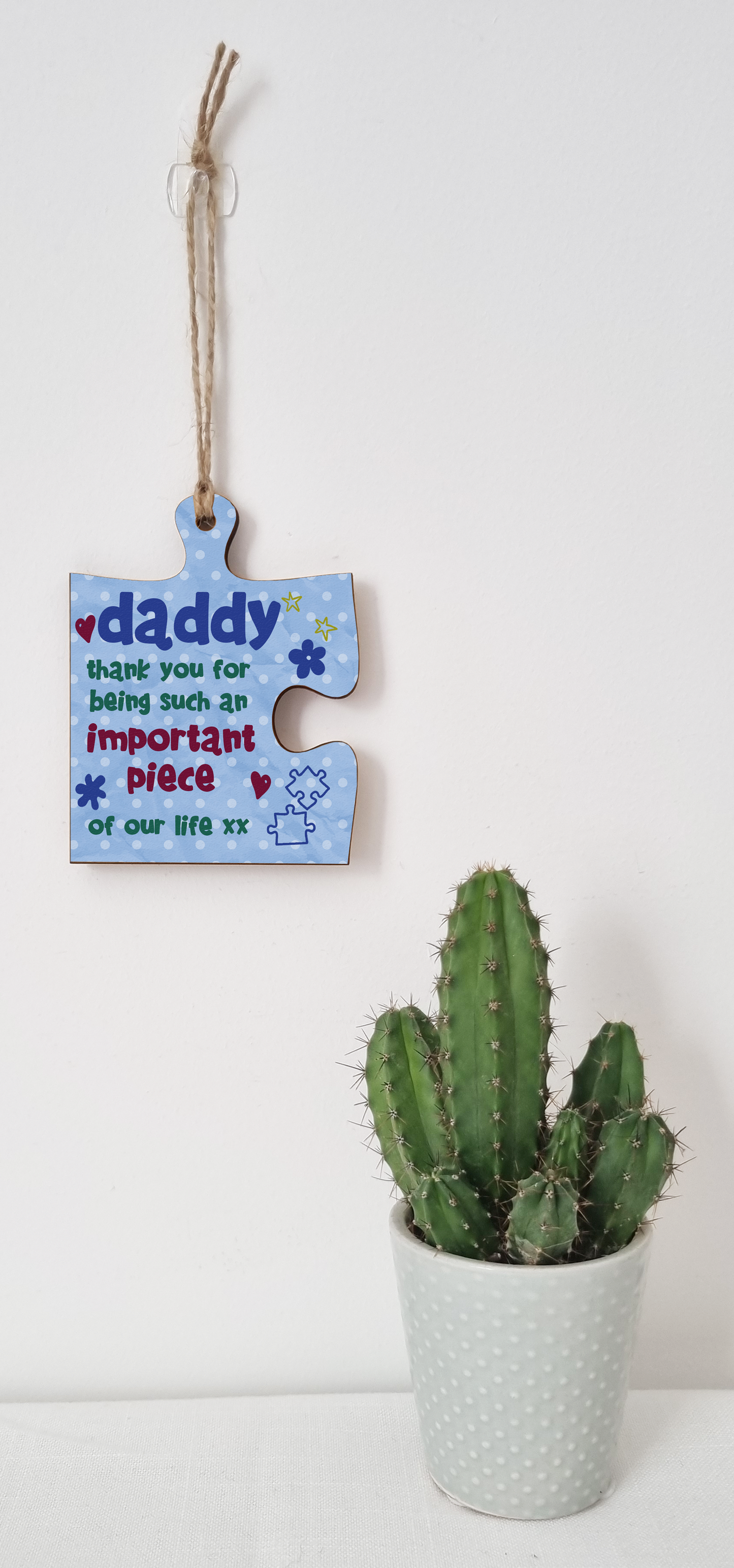 Daddy Gift Thank You Important Piece of my Life Jigsaw Puzzle Shaped Decorative Hanging Plaque Sign Father's Day Present