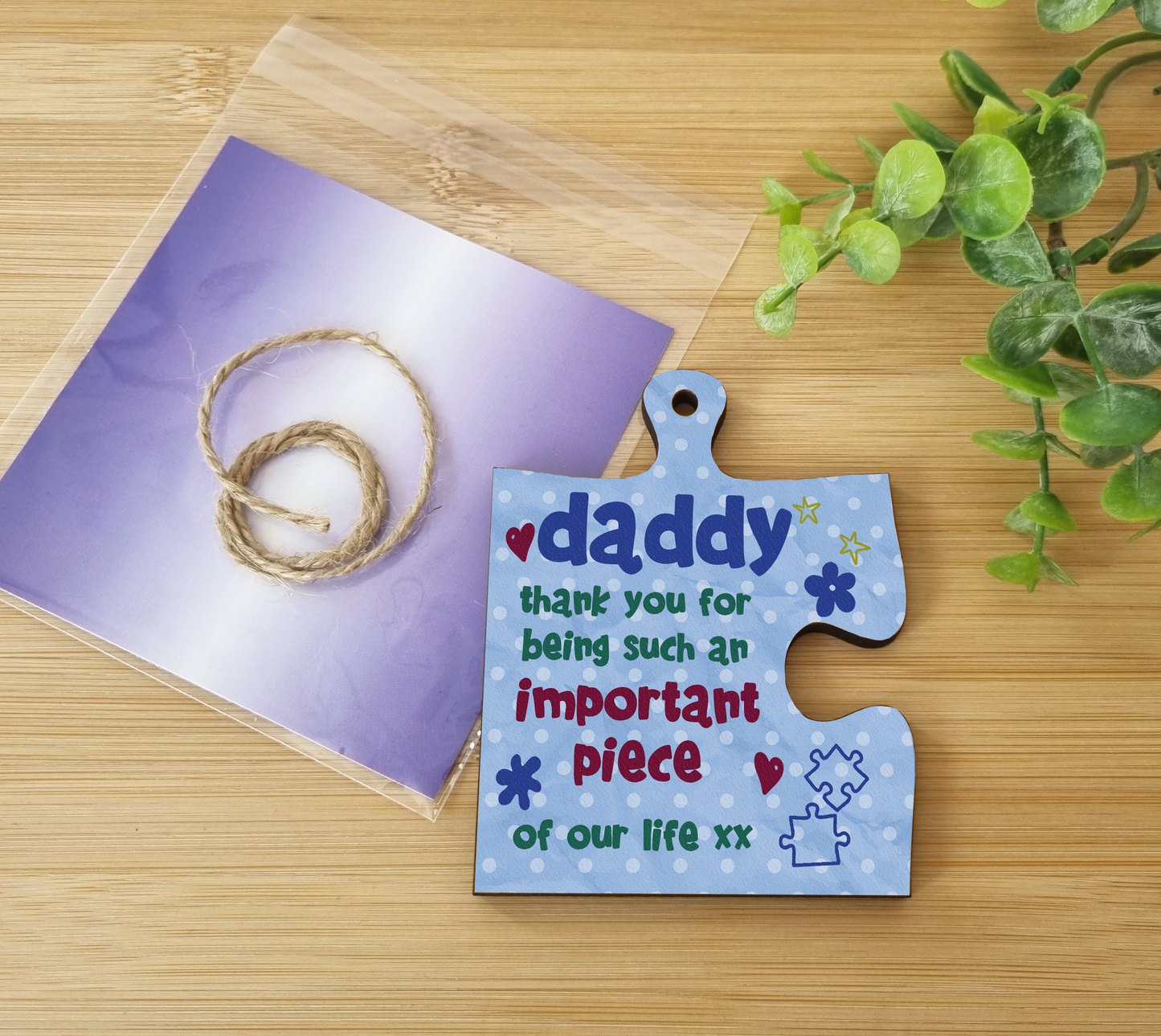 Daddy Gift Thank You Important Piece of my Life Jigsaw Puzzle Shaped Decorative Hanging Plaque Sign Father's Day Present