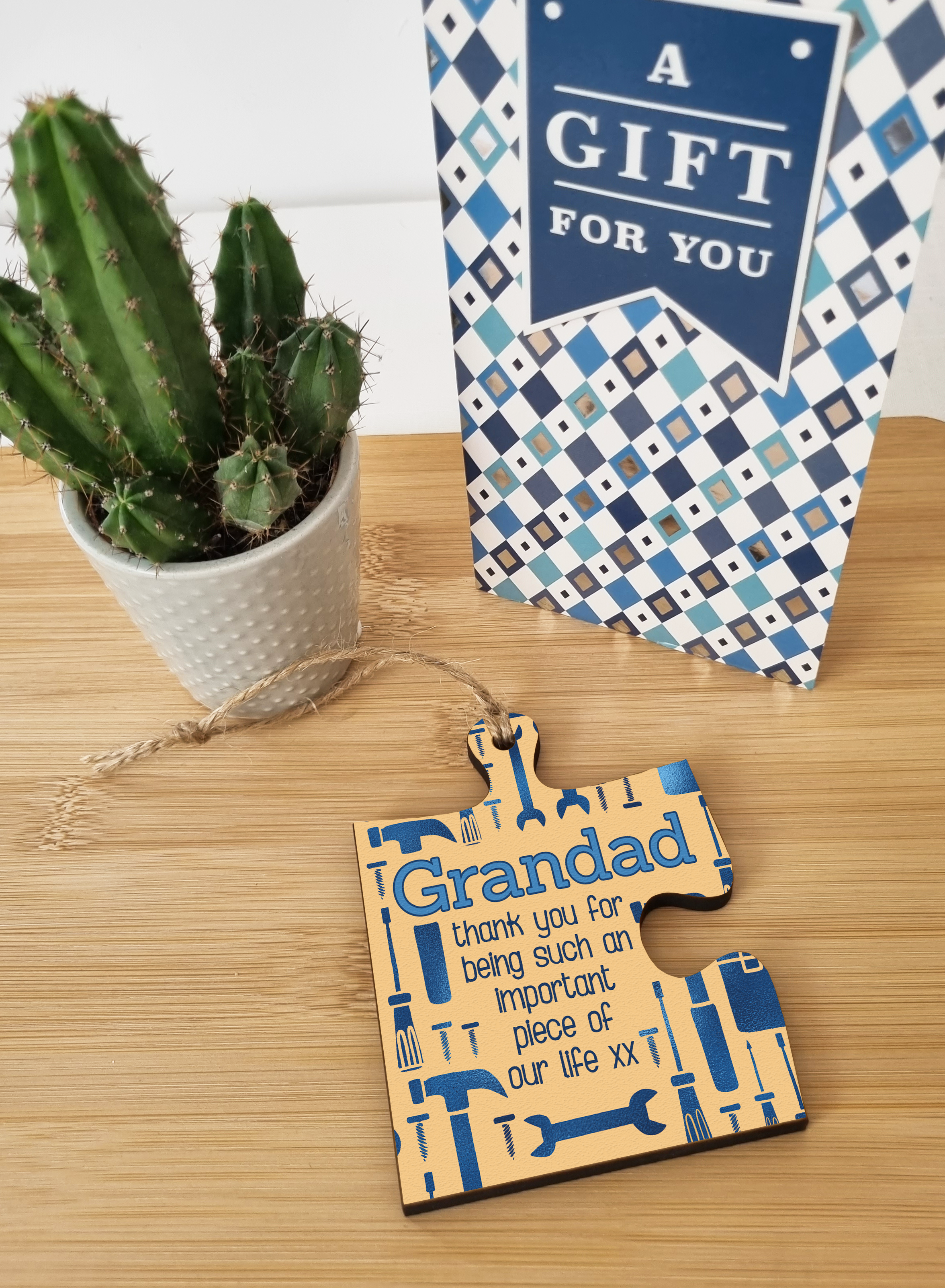 Grandad Gift Thank You Important Piece of my Life Jigsaw Puzzle Shaped Decorative Hanging Plaque Sign Father's Day Present