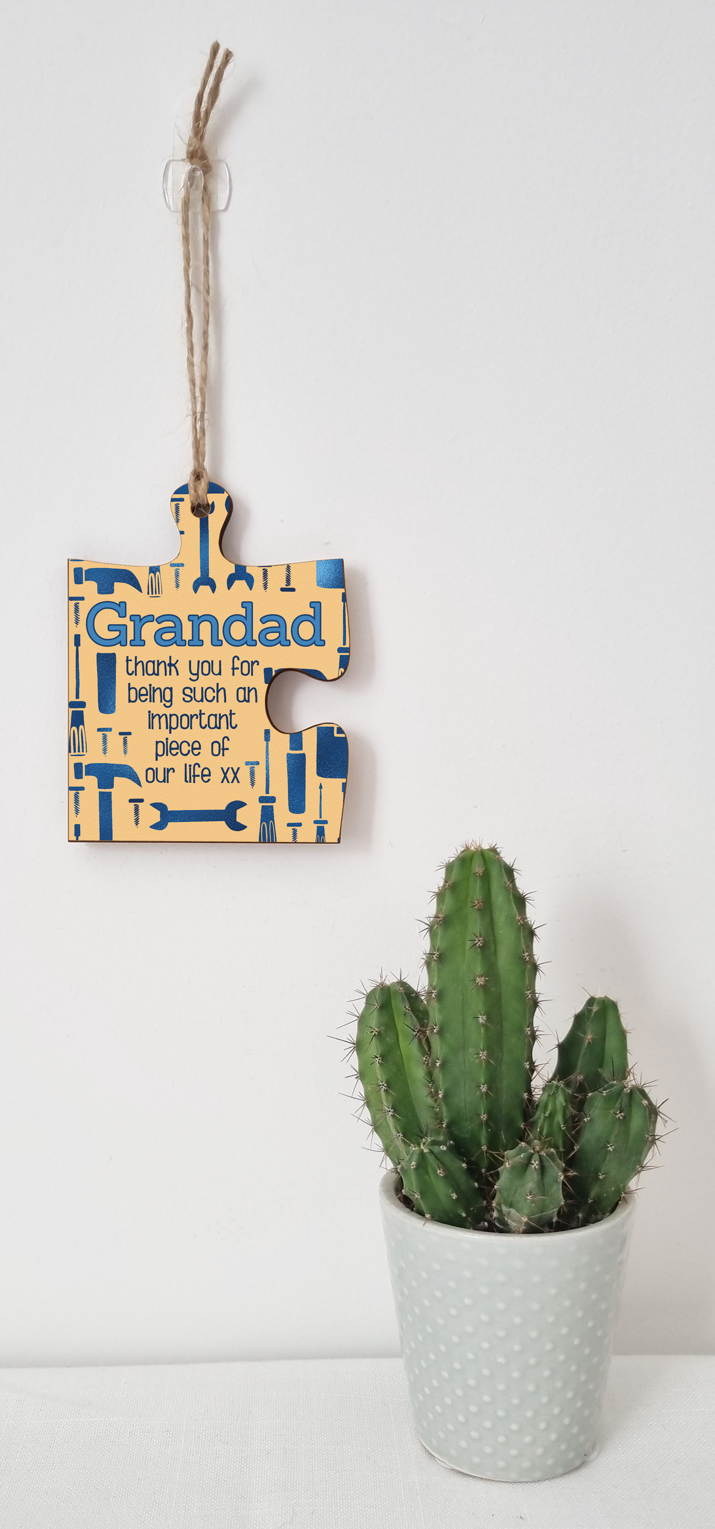 Grandad Gift Thank You Important Piece of my Life Jigsaw Puzzle Shaped Decorative Hanging Plaque Sign Father's Day Present