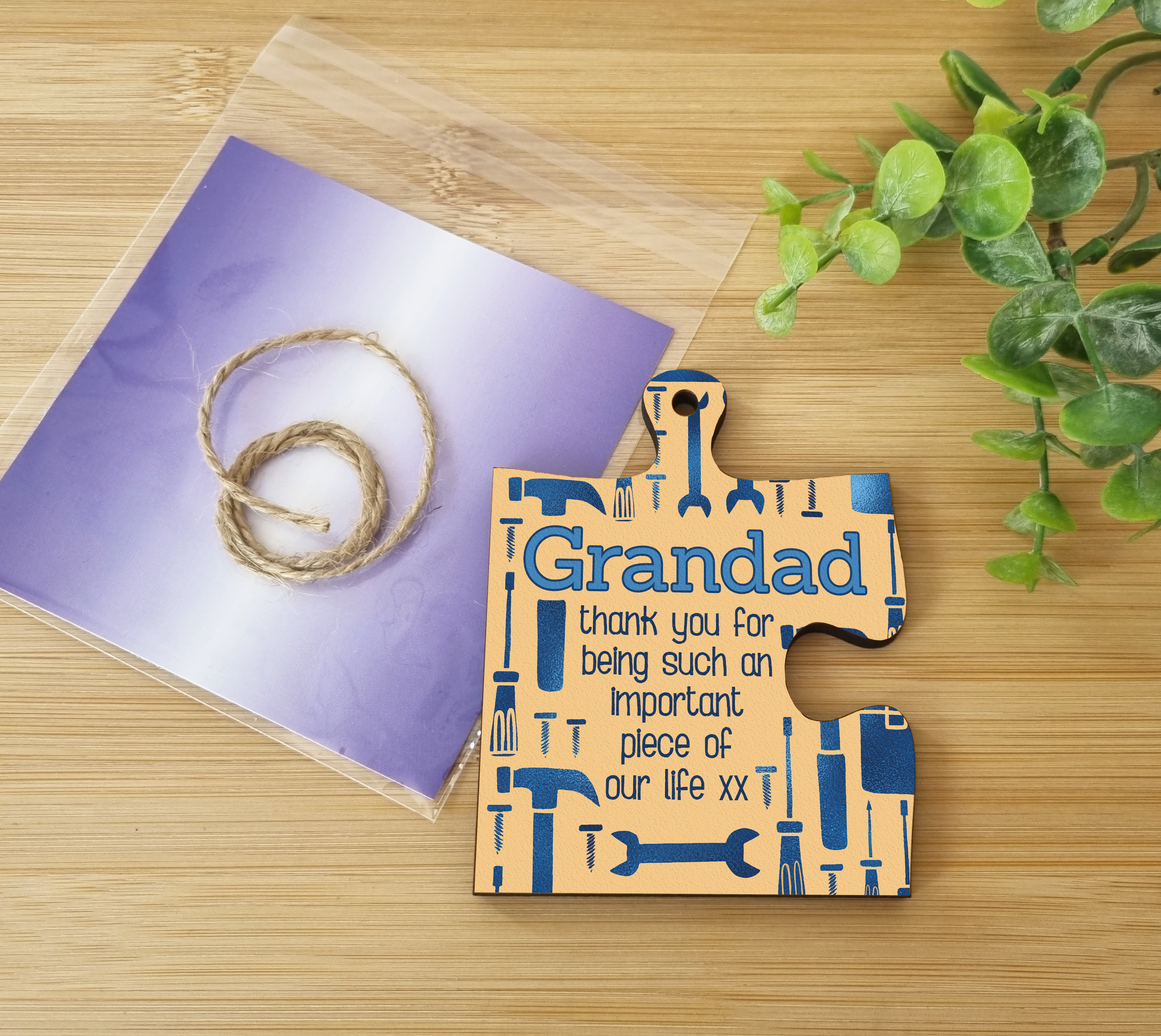 Grandad Gift Thank You Important Piece of my Life Jigsaw Puzzle Shaped Decorative Hanging Plaque Sign Father's Day Present