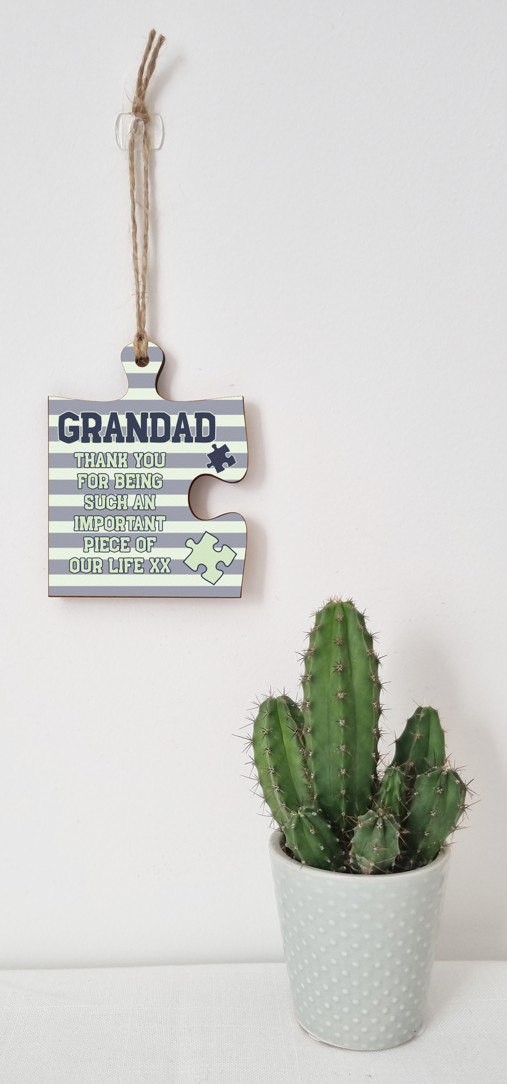 Grandad Gift Thank You Important Piece of my Life Jigsaw Puzzle Shaped Decorative Hanging Plaque Sign Father's Day Present