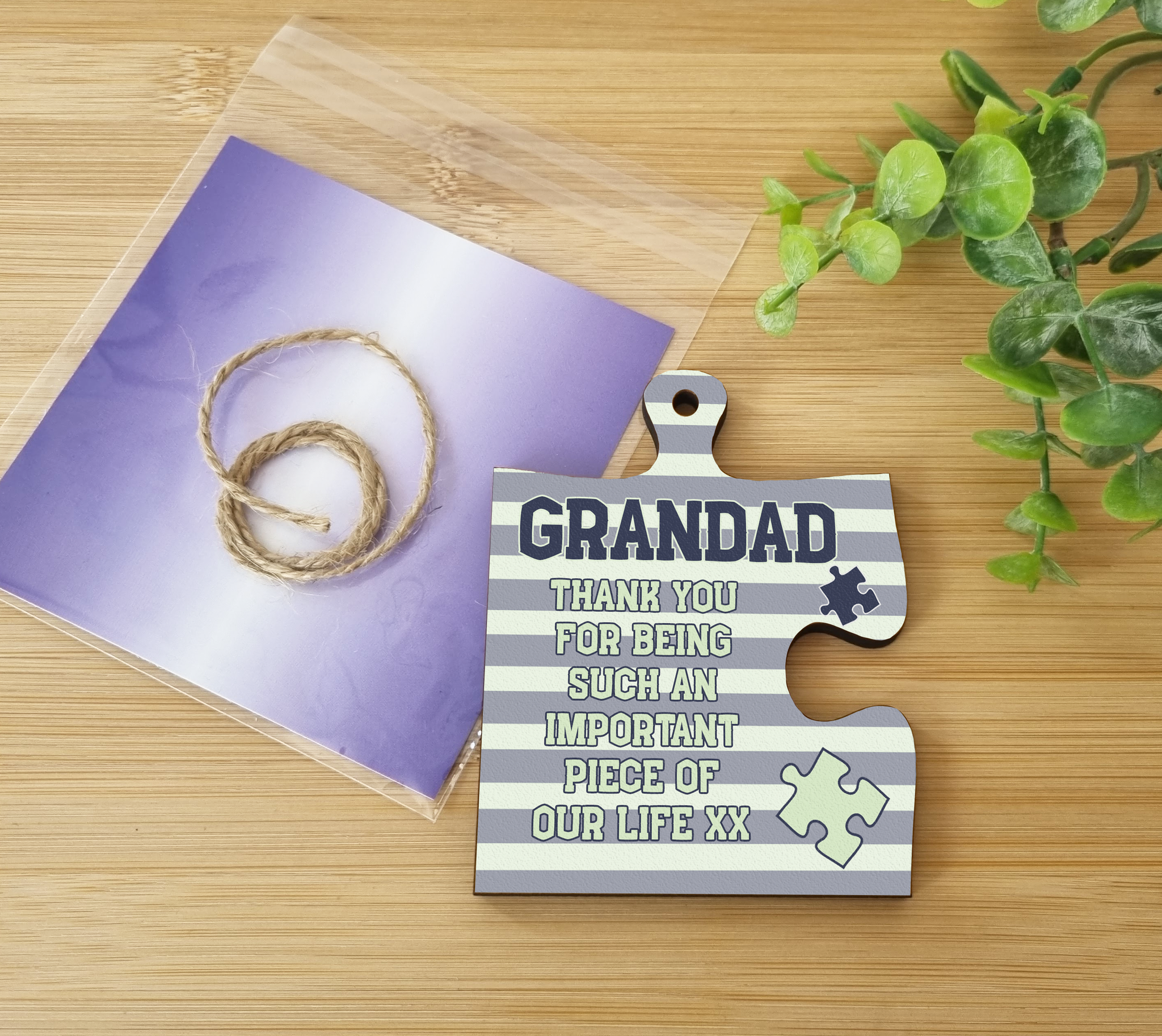 Grandad Gift Thank You Important Piece of my Life Jigsaw Puzzle Shaped Decorative Hanging Plaque Sign Father's Day Present