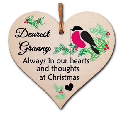 Handmade Wooden Christmas Hanging Heart Plaque Gift Always in our hearts and thoughts at Xmas lost loved ones tree decoration rememberance sentimental present