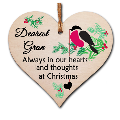 Handmade Wooden Christmas Hanging Heart Plaque Gift Always in our hearts and thoughts at Xmas lost loved ones tree decoration rememberance sentimental present