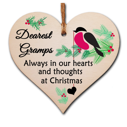Handmade Wooden Christmas Hanging Heart Plaque Gift Always in our hearts and thoughts at Xmas lost loved ones tree decoration rememberance sentimental present