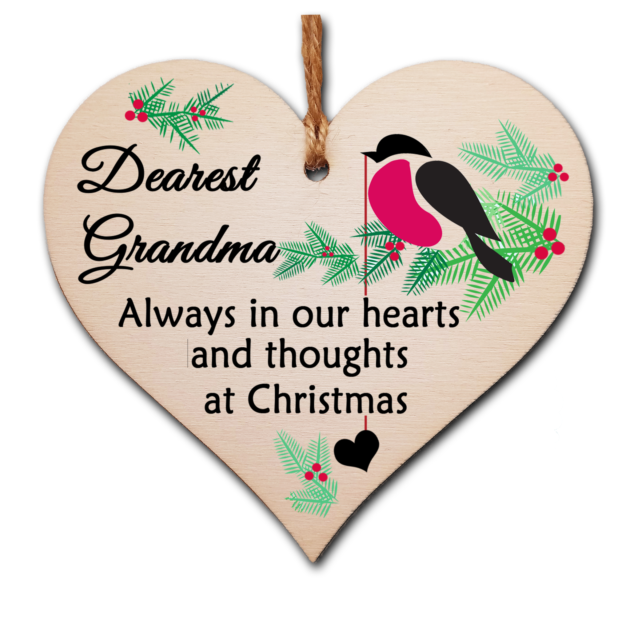 Handmade Wooden Christmas Hanging Heart Plaque Gift Always in our hearts and thoughts at Xmas lost loved ones tree decoration rememberance sentimental present