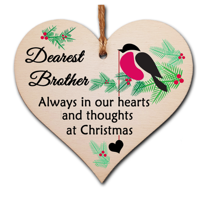 Handmade Wooden Christmas Hanging Heart Plaque Gift Always in our hearts and thoughts at Xmas lost loved ones tree decoration rememberance sentimental present