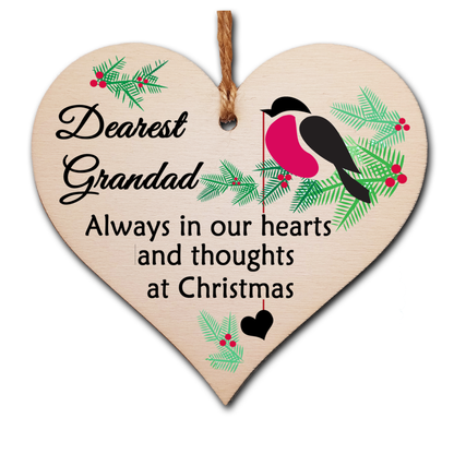 Handmade Wooden Christmas Hanging Heart Plaque Gift Always in our hearts and thoughts at Xmas lost loved ones tree decoration rememberance sentimental present