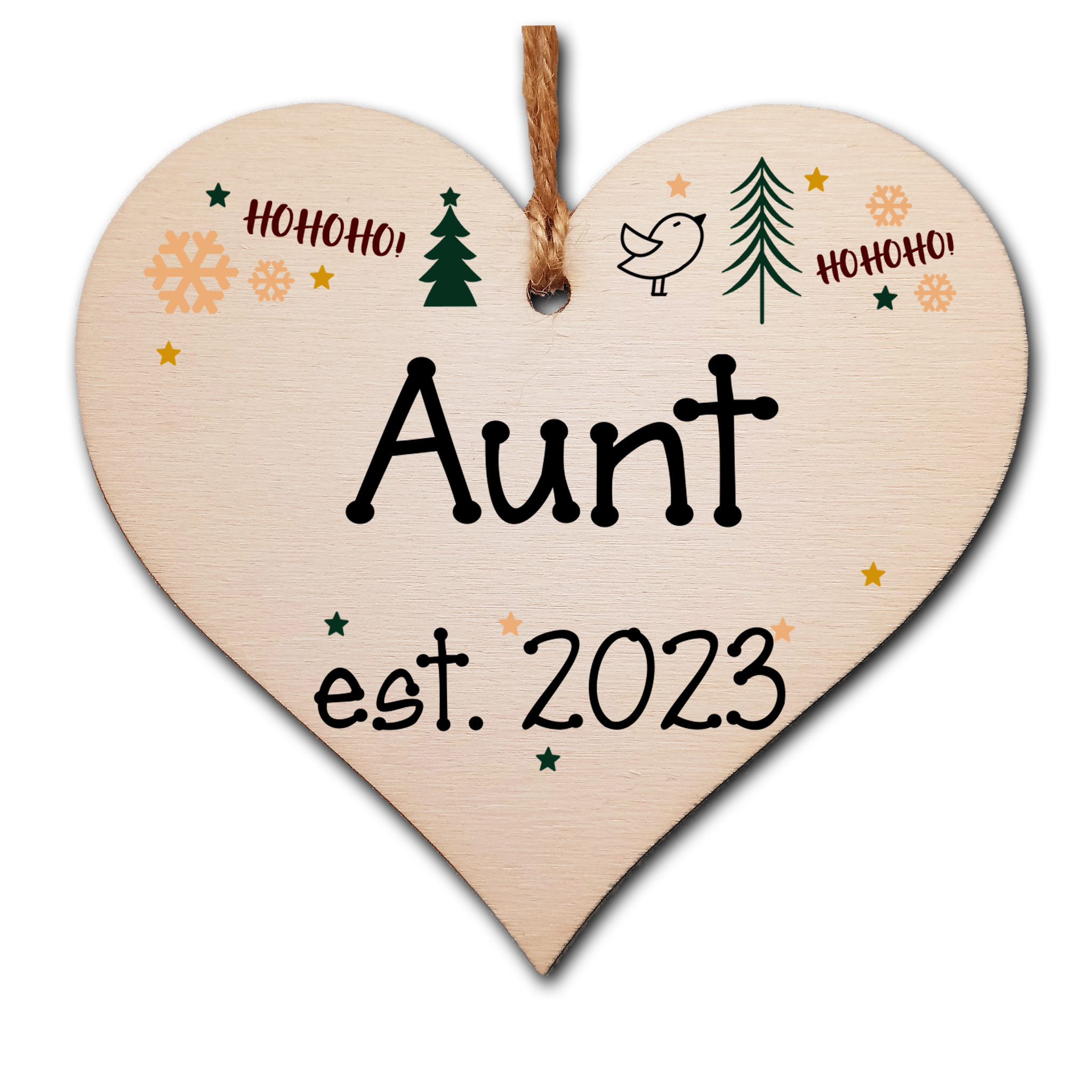 Handmade Christmas Hanging Wooden Heart Plaque Decoration Gift perfect aunts godparents newborns 2022