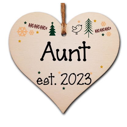 Handmade Christmas Hanging Wooden Heart Plaque Decoration Gift perfect aunts godparents newborns 2022