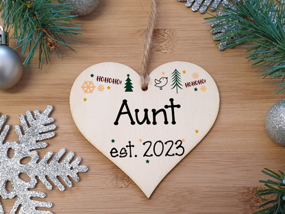 Handmade Christmas Hanging Wooden Heart Plaque Decoration Gift perfect aunts godparents newborns 2022