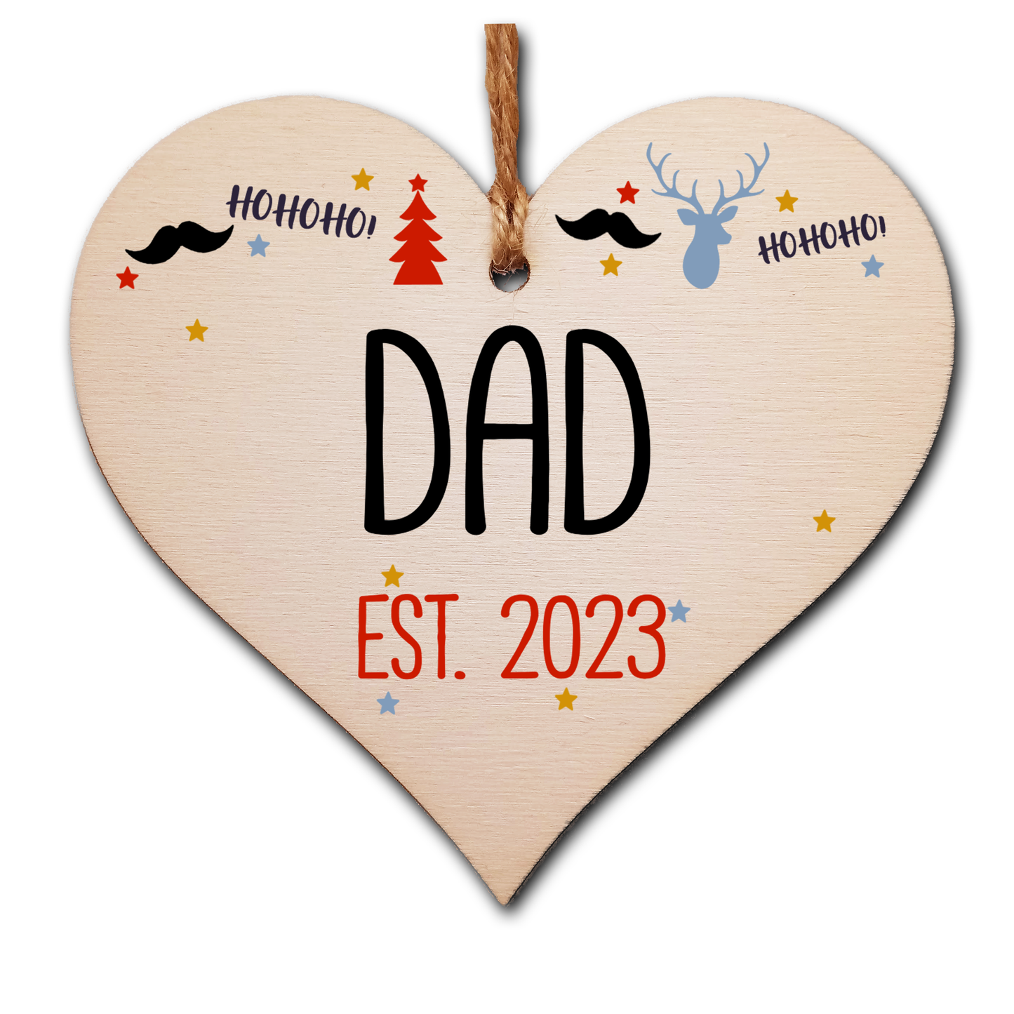 Handmade Christmas Hanging Wooden Heart Plaque Decoration Gift perfect dads fathers parents newborns 2022